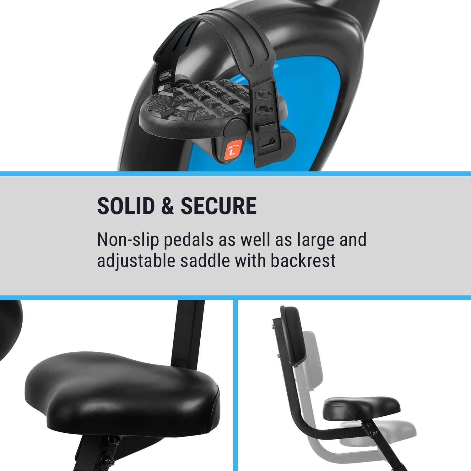 Azura Air, domači trenažer, X-bike, SilentBelt, magnetni upor, zložljiv Črna