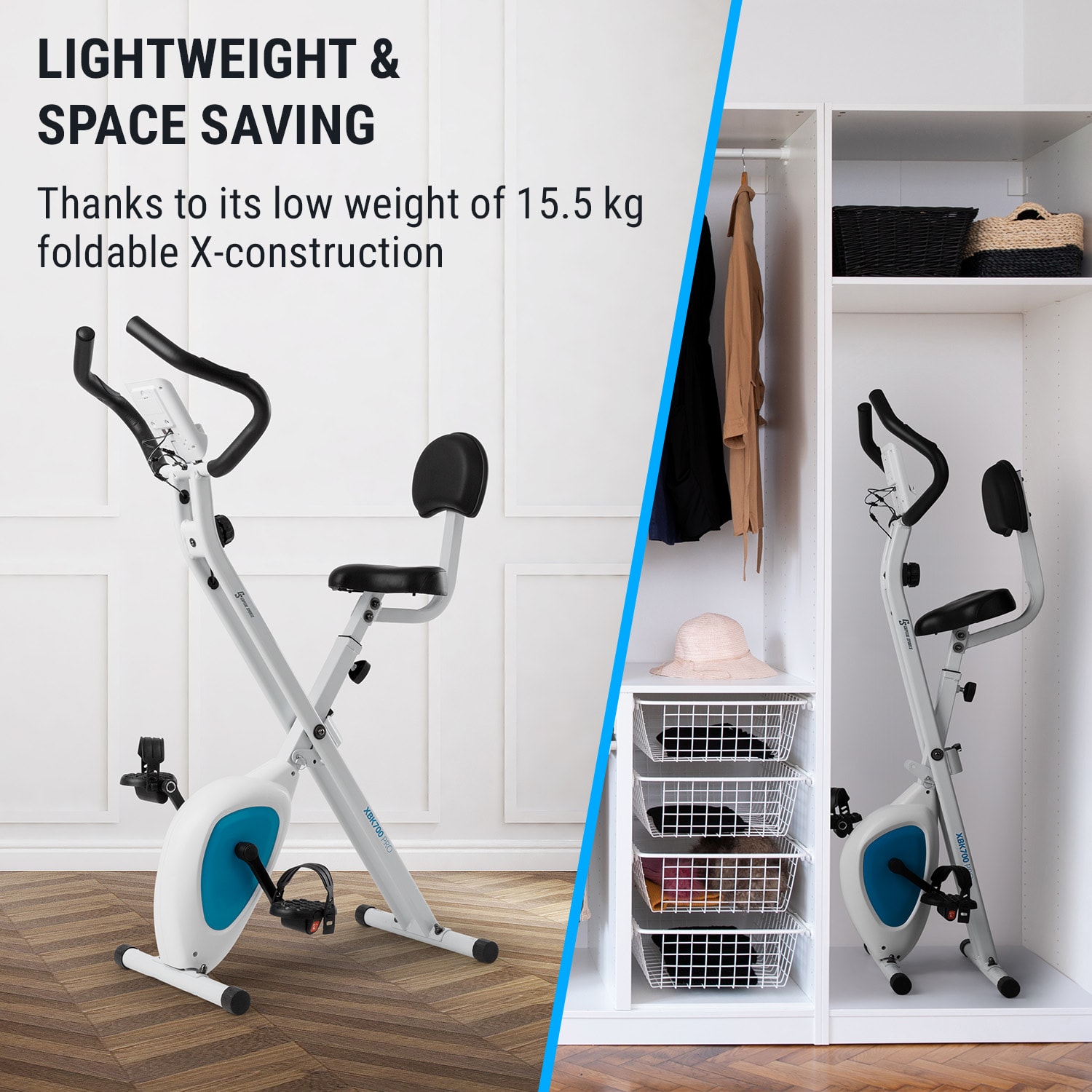Azura Air, szobabicikli, otthoni edzőgép, X-bike, SilentBelt, mágneses ellenállás, összecsukható Fehér