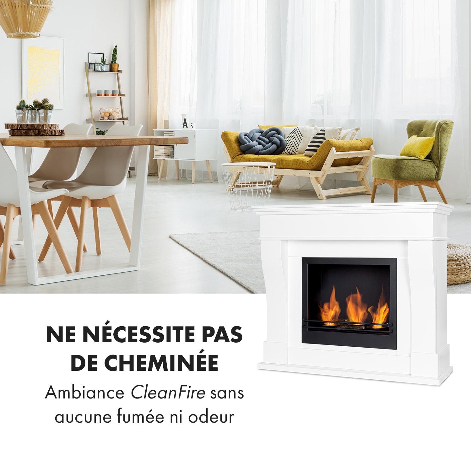 Phantasma Cottage Pillar Cheminée à l'éthanol brûleur inox blanc &  no 