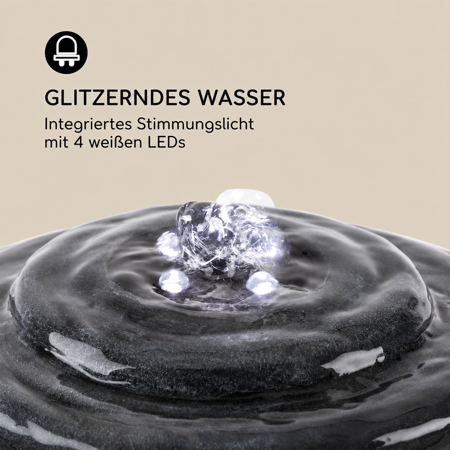 Liquitorre XL Solarbrunnen 200l/h Solarpanel 2W Akku LED Polyresin 34 x 70 x 34 cm