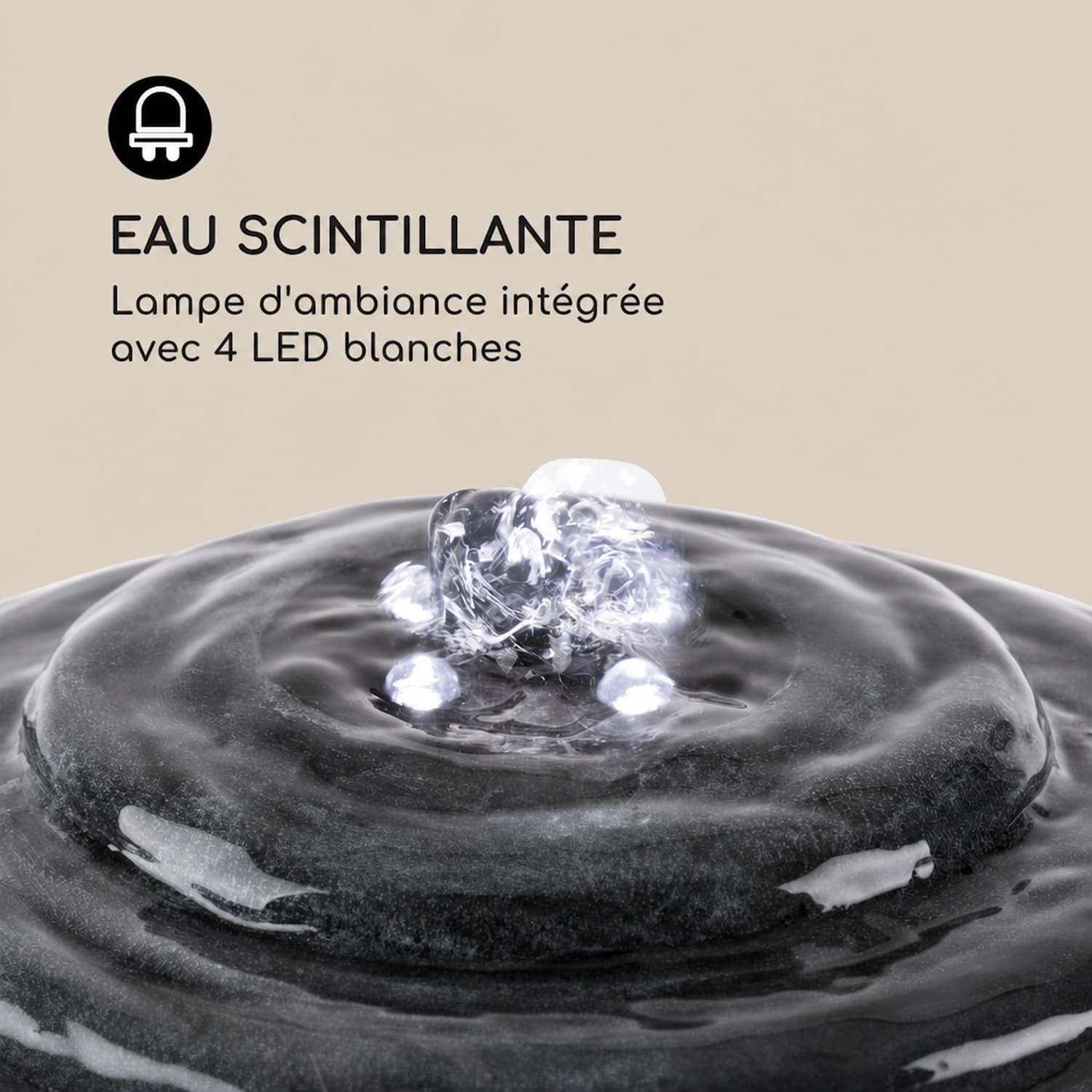 Liquitorre XL Fontaine de jardin 200 l/h panneau solaire batterie 2W L 34 x 70 x 34 cm