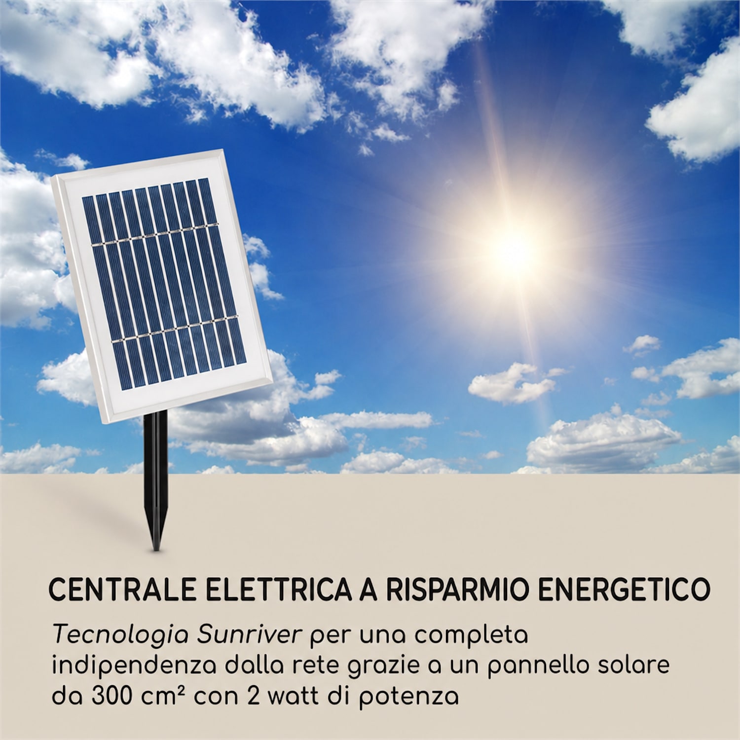 Liquitorre XL fontana solare 200l/h pannello solare 2W batteria LED in poliresina 34 x 70 x 34 cm