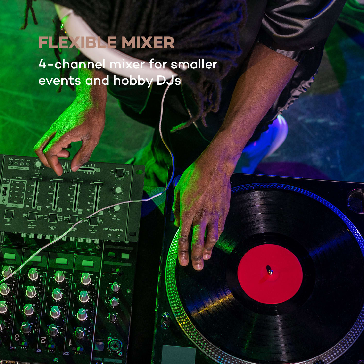 Amnesia, 4-kanálový mixážny pult, BT, USB, MP3, 2 x Micro, čierny