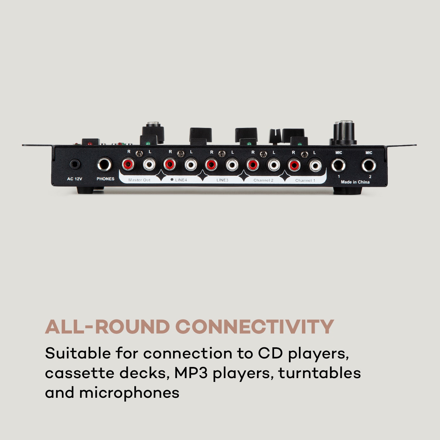 Amnesia, 4-kanálový mixážny pult, BT, USB, MP3, 2 x Micro, čierny