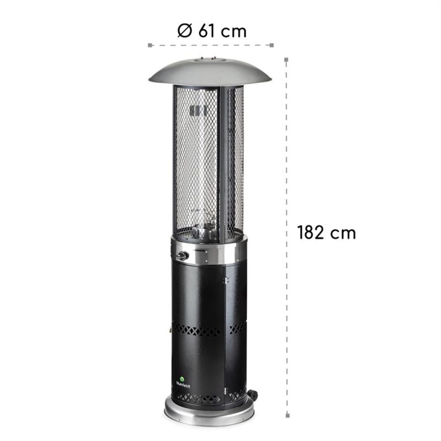 Goldflame Deluxe terrasverwarmer 11kW gehard glas mobiel roestvrij staal zwart