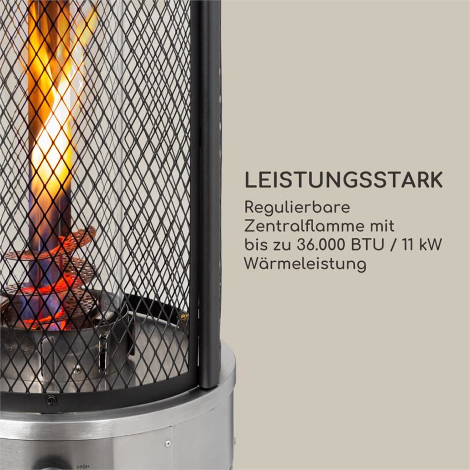 Goldflame Deluxe Chauffe-terrasse 36 000 BTU/11 kW Verre trempé mobile Acier inoxydable Bronze