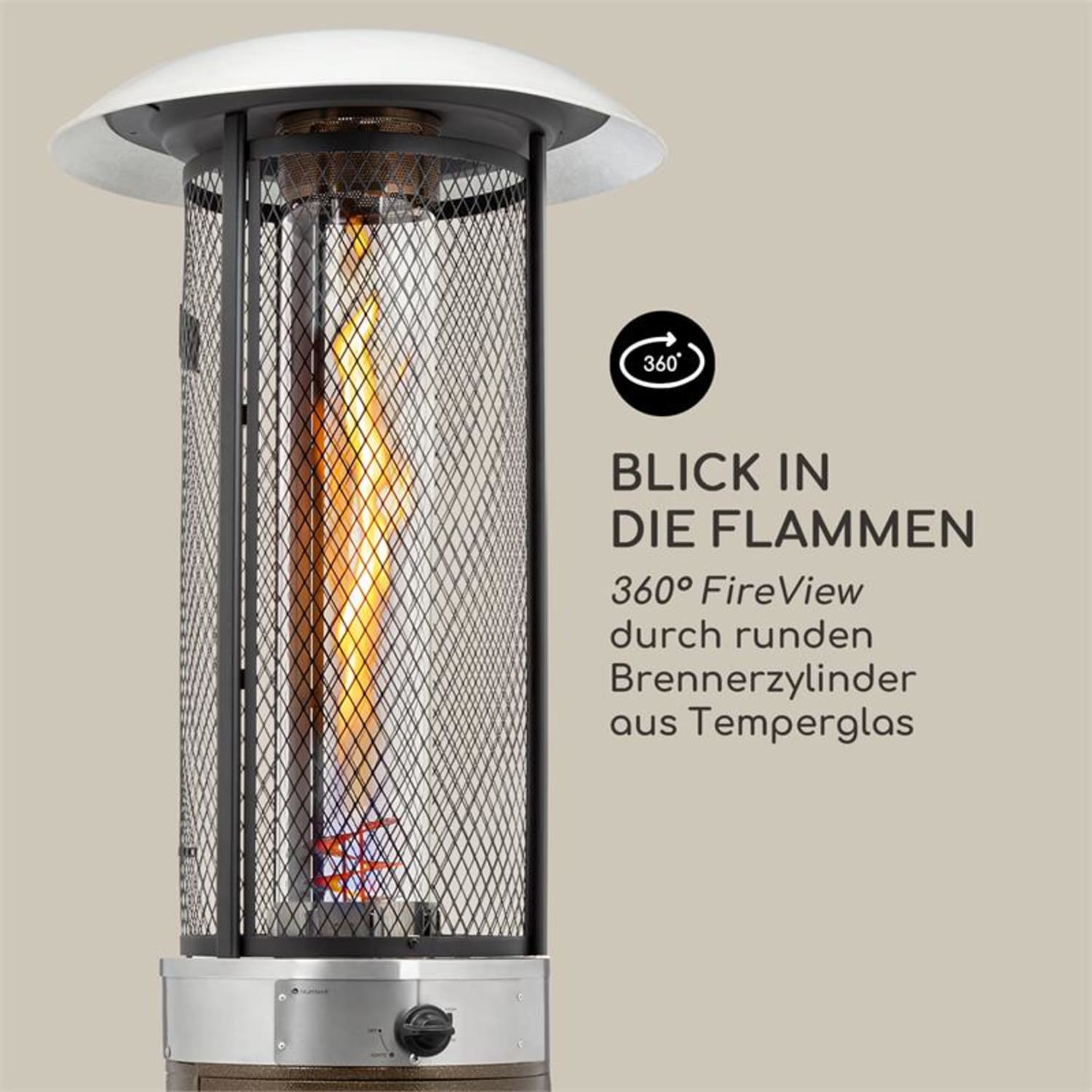 Goldflame Deluxe Chauffe-terrasse 36 000 BTU/11 kW Verre trempé mobile Acier inoxydable Bronze