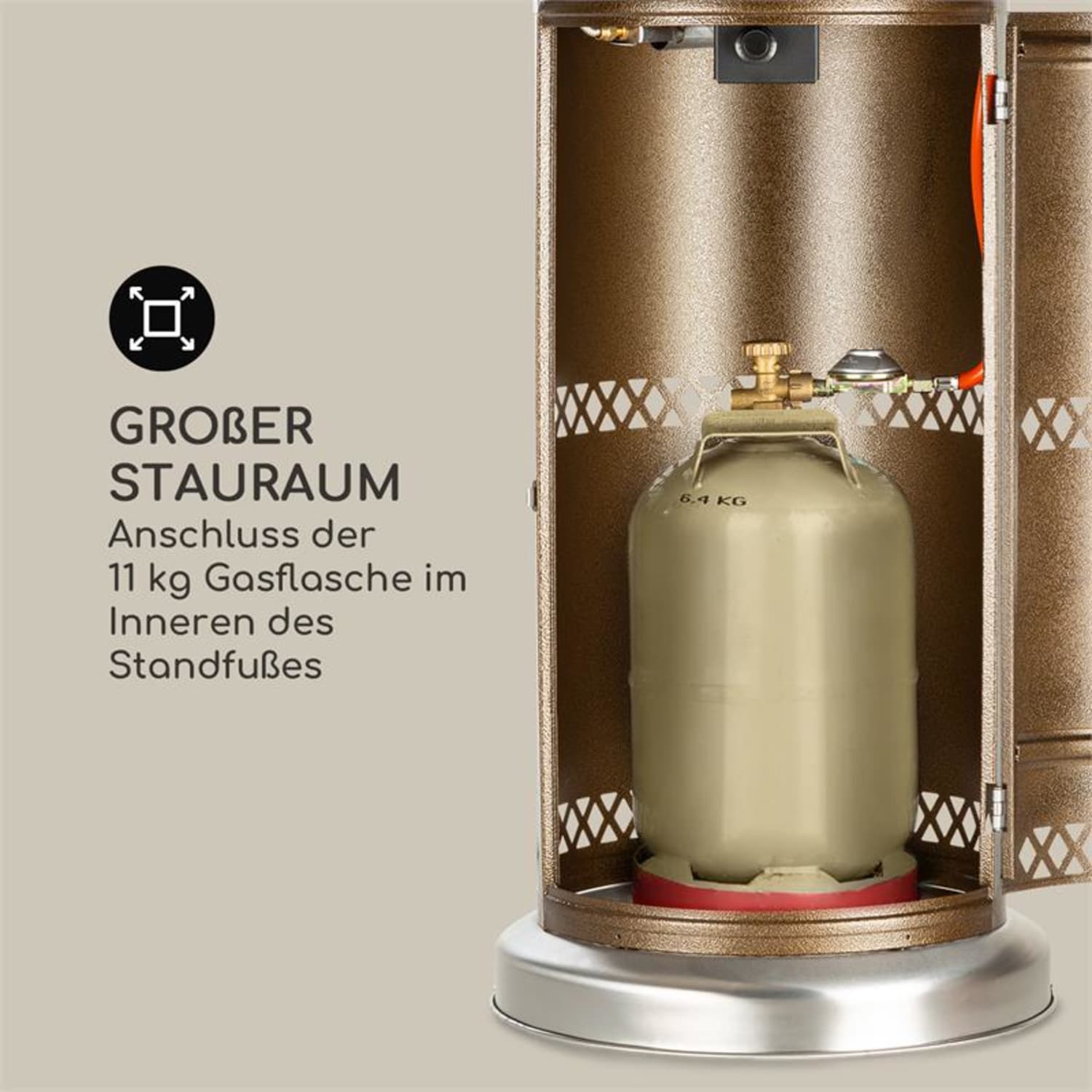 Goldflame Deluxe Chauffe-terrasse 36 000 BTU/11 kW Verre trempé mobile Acier inoxydable Bronze