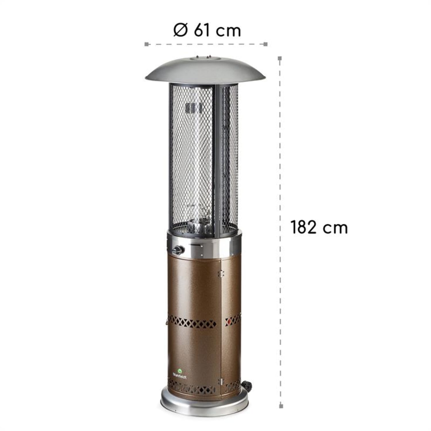 Goldflame Deluxe Chauffe-terrasse 36 000 BTU/11 kW Verre trempé mobile Acier inoxydable Bronze