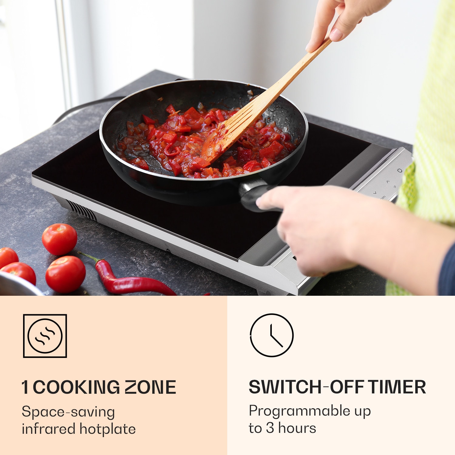 MisterCook, placă infraroșie, 2000W, 90-650 ° C, timer shut-off, argintiu 