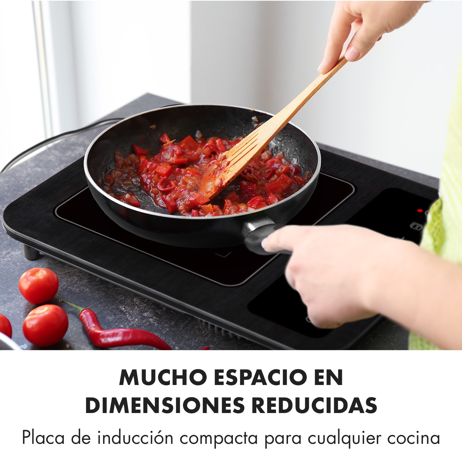 SlimChef Placa de inducción 1800W Temporizador de 3h 10 potencias Negra 