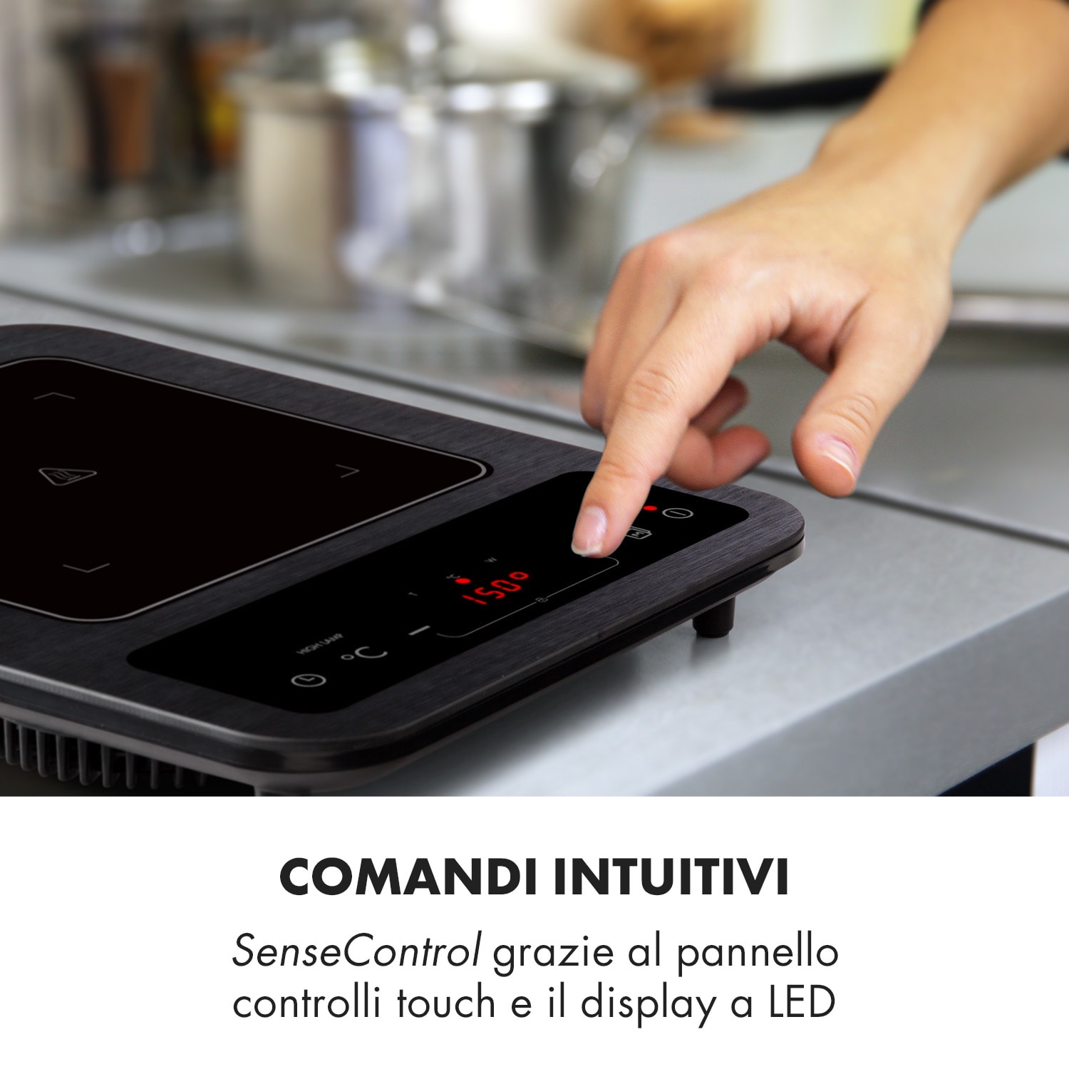 SlimChef piano cottura a induzione 1800W timer 3 ore 10 livelli nero 