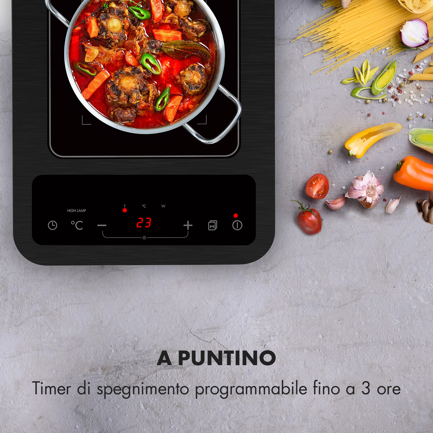 SlimChef piano cottura a induzione 1800W timer 3 ore 10 livelli nero 