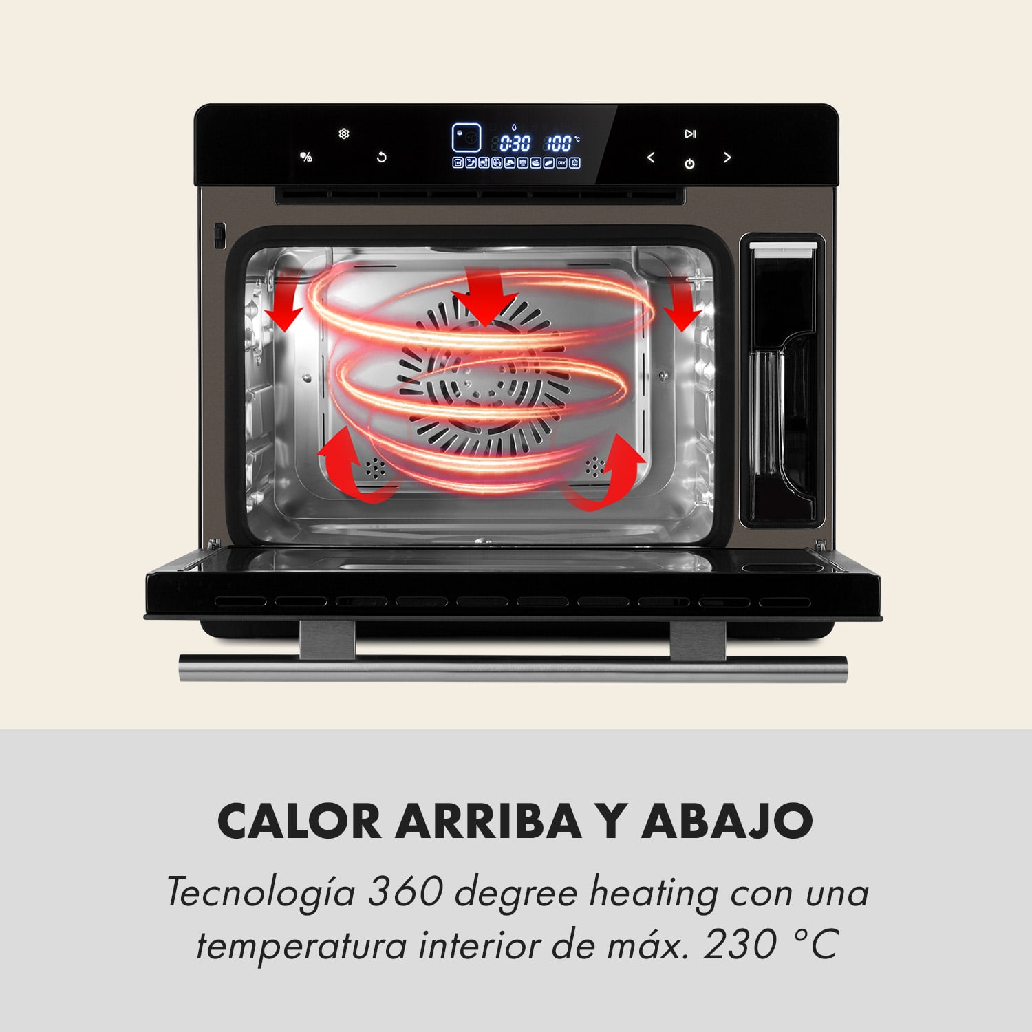 MasterFresh horno de vapor 230°C 24 l panel de control táctil negro 