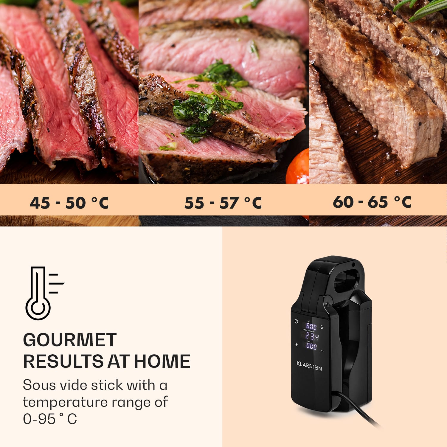 Quickstick Free, Sous Vide črpalka, 0 - 95 °C , LCD zaslon na dotik, črna 