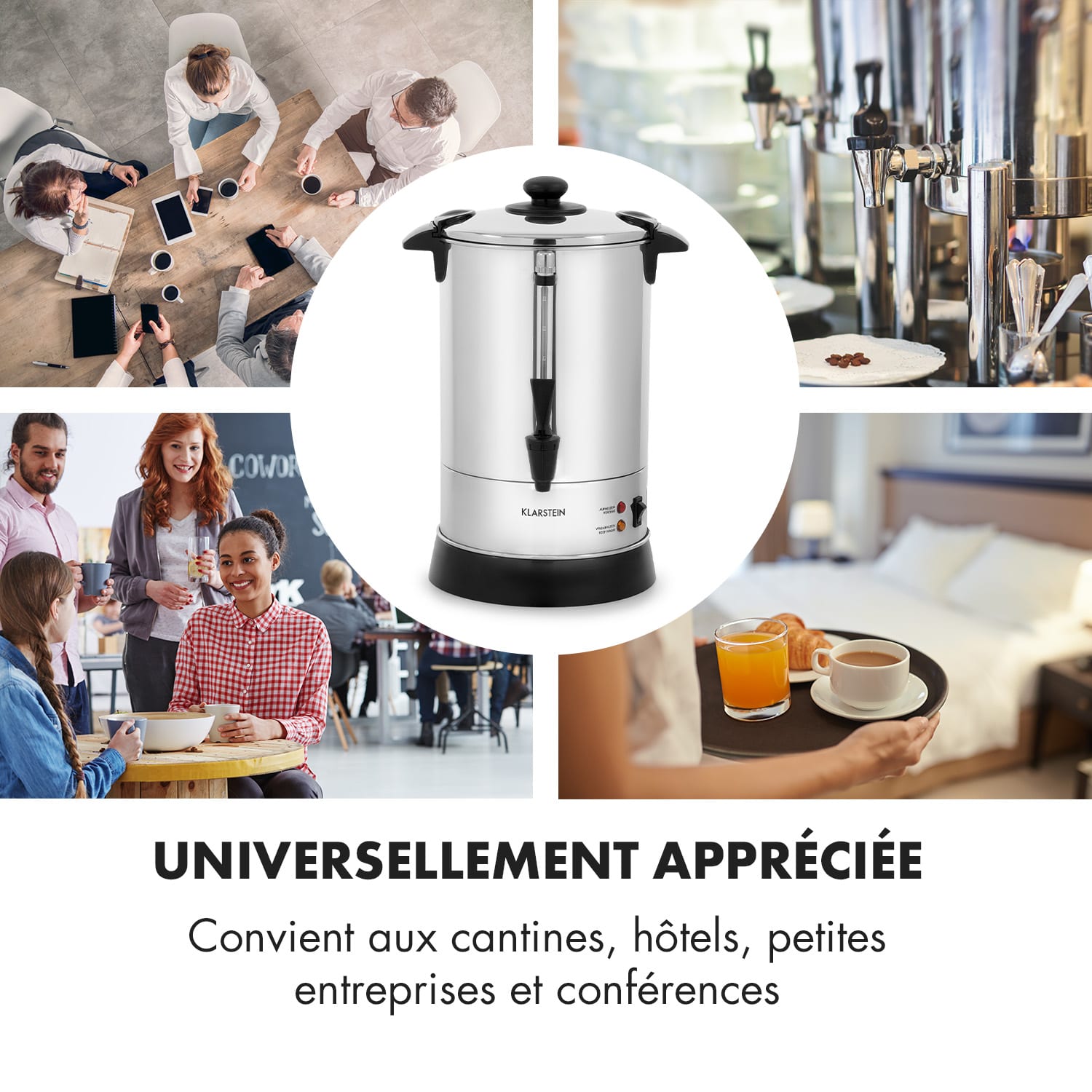 Excelsa rondfilter koffiezetapparaat, 30 kopjes, aftapkraan, rvs 