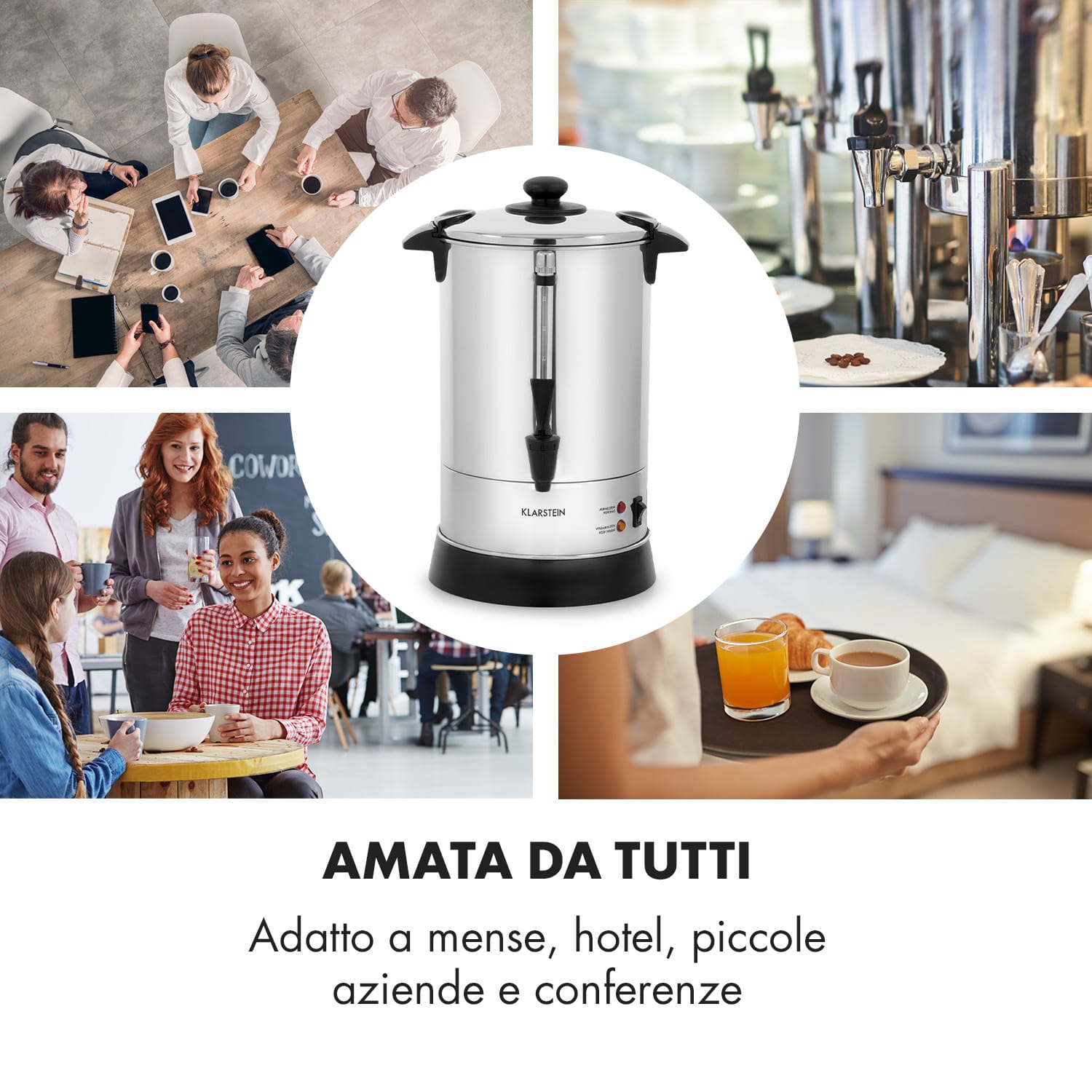 Excelsa Macchina da caffè con filtro rotondo, 30 tazze, rubinetto, acciaio 