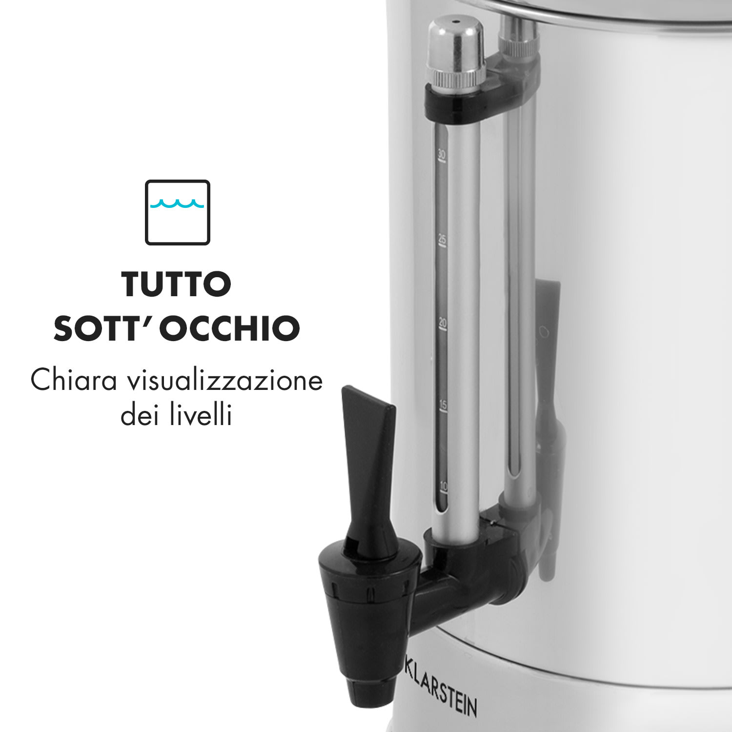 Excelsa Macchina da caffè con filtro rotondo, 30 tazze, rubinetto, acciaio 