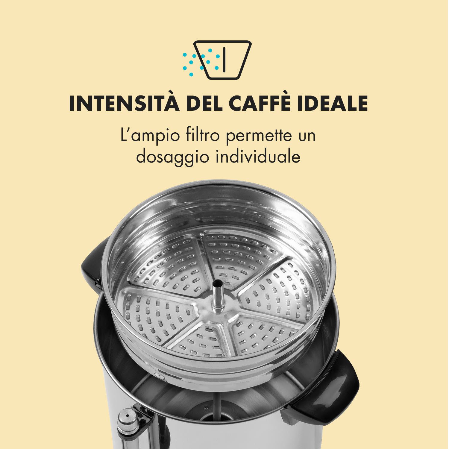 Excelsa Macchina da caffè con filtro rotondo, 30 tazze, rubinetto, acciaio 