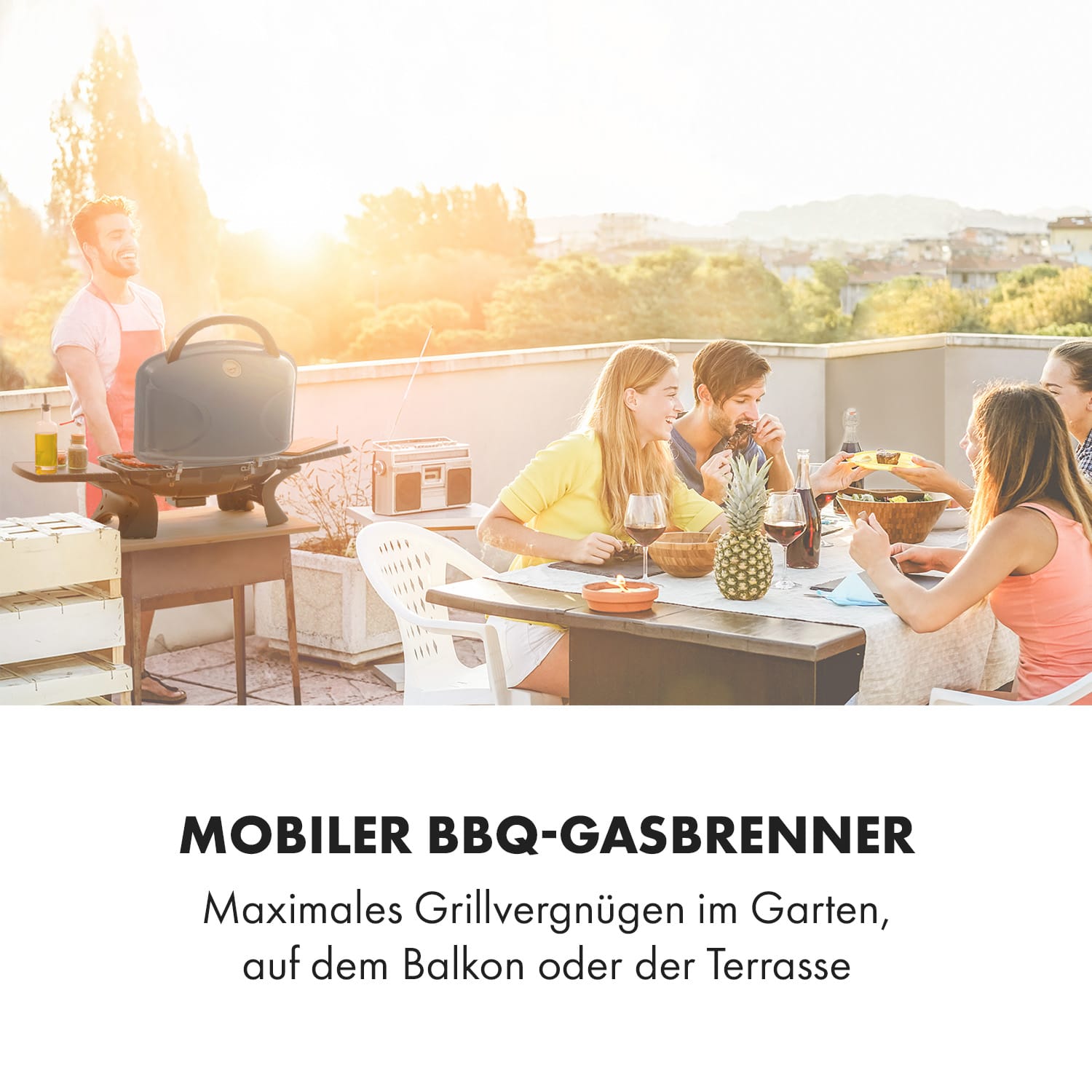 Parforce Duo Gasgrill 2 Brenner 4,4kW 15000BTU 300°C grau Grau-Metallic