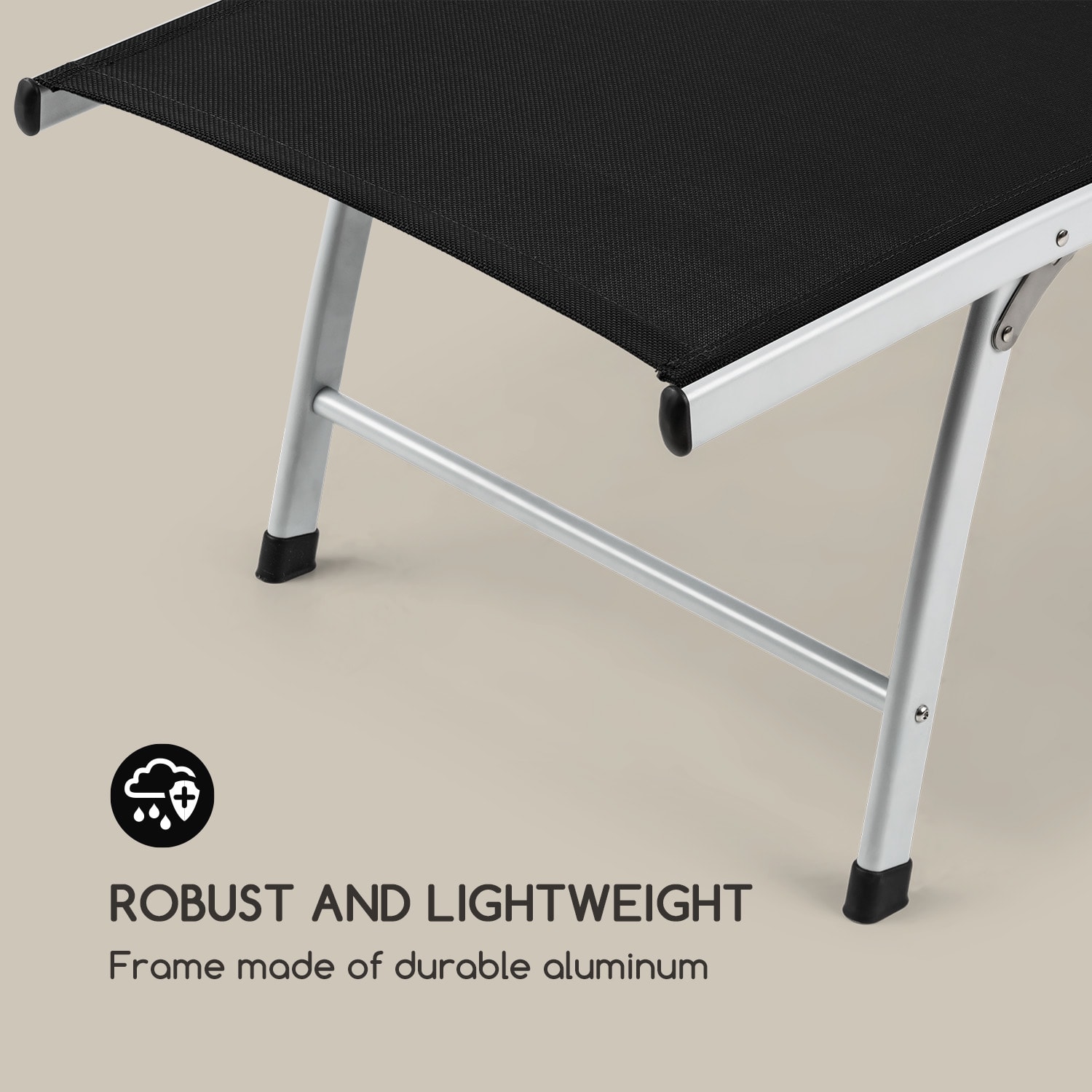 Sun Valley, kerti fekvőszék, összecsukható, fekete Fekete