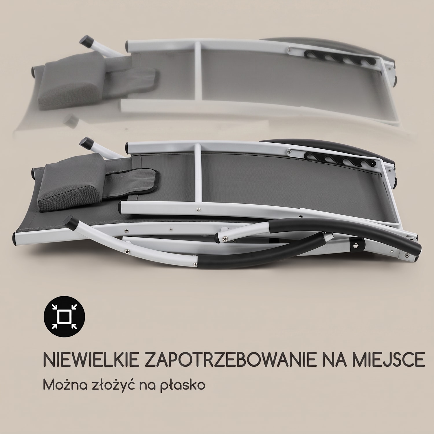 Sun Valley, leżak ogrodowy, leżanka, składany, poduszka Ciemnoszary