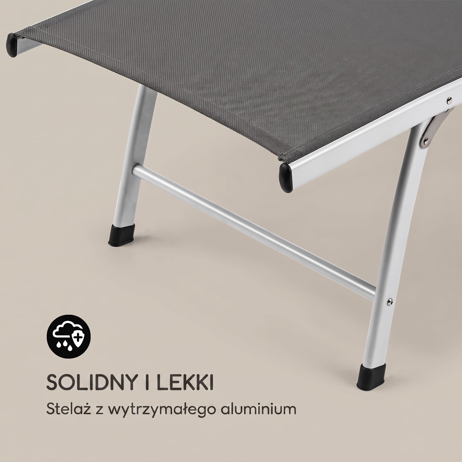 Sun Valley, leżak ogrodowy, leżanka, składany, poduszka Ciemnoszary