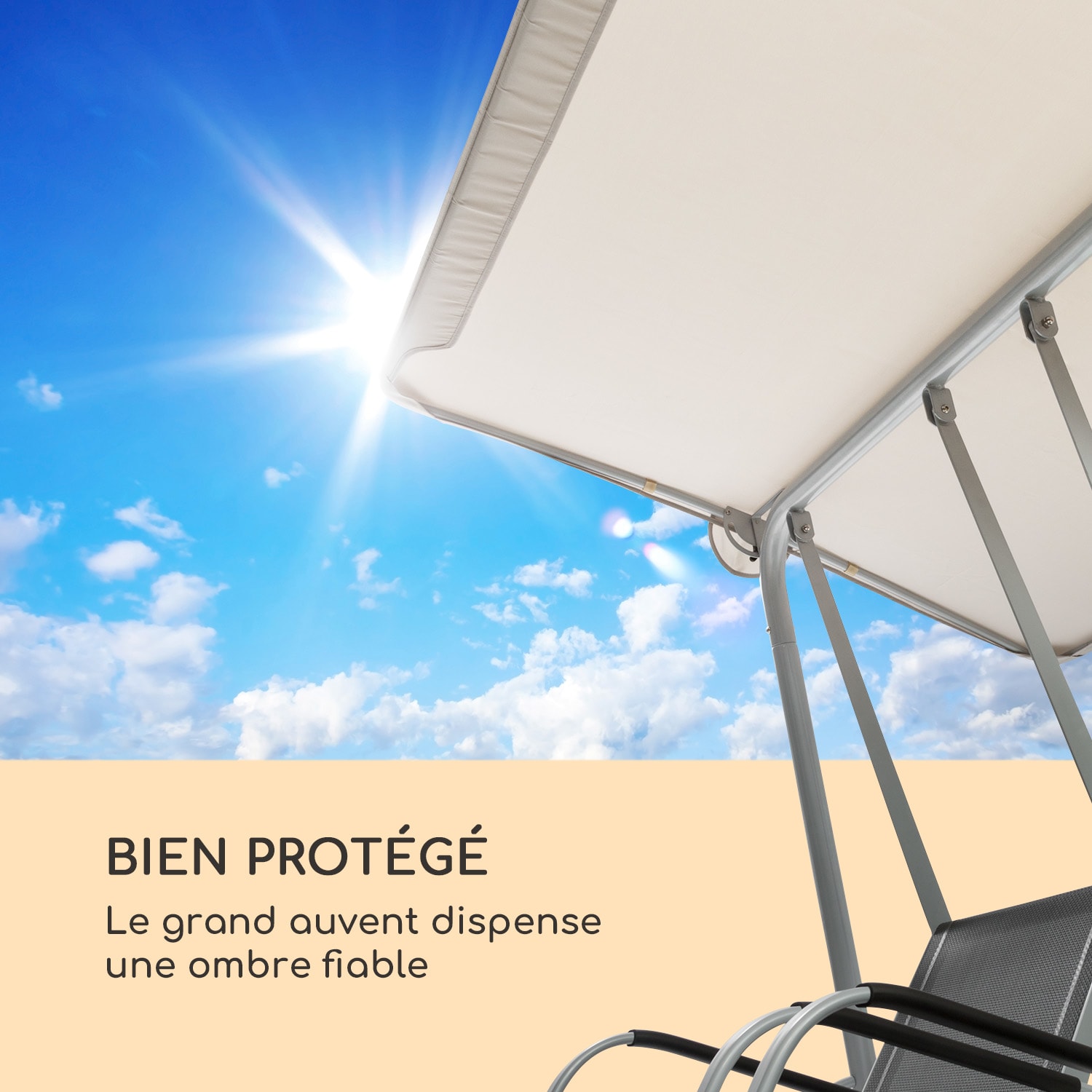 Bel Air Duo Swing Balancelle de jardin pour 2 personnes - gris & crème 