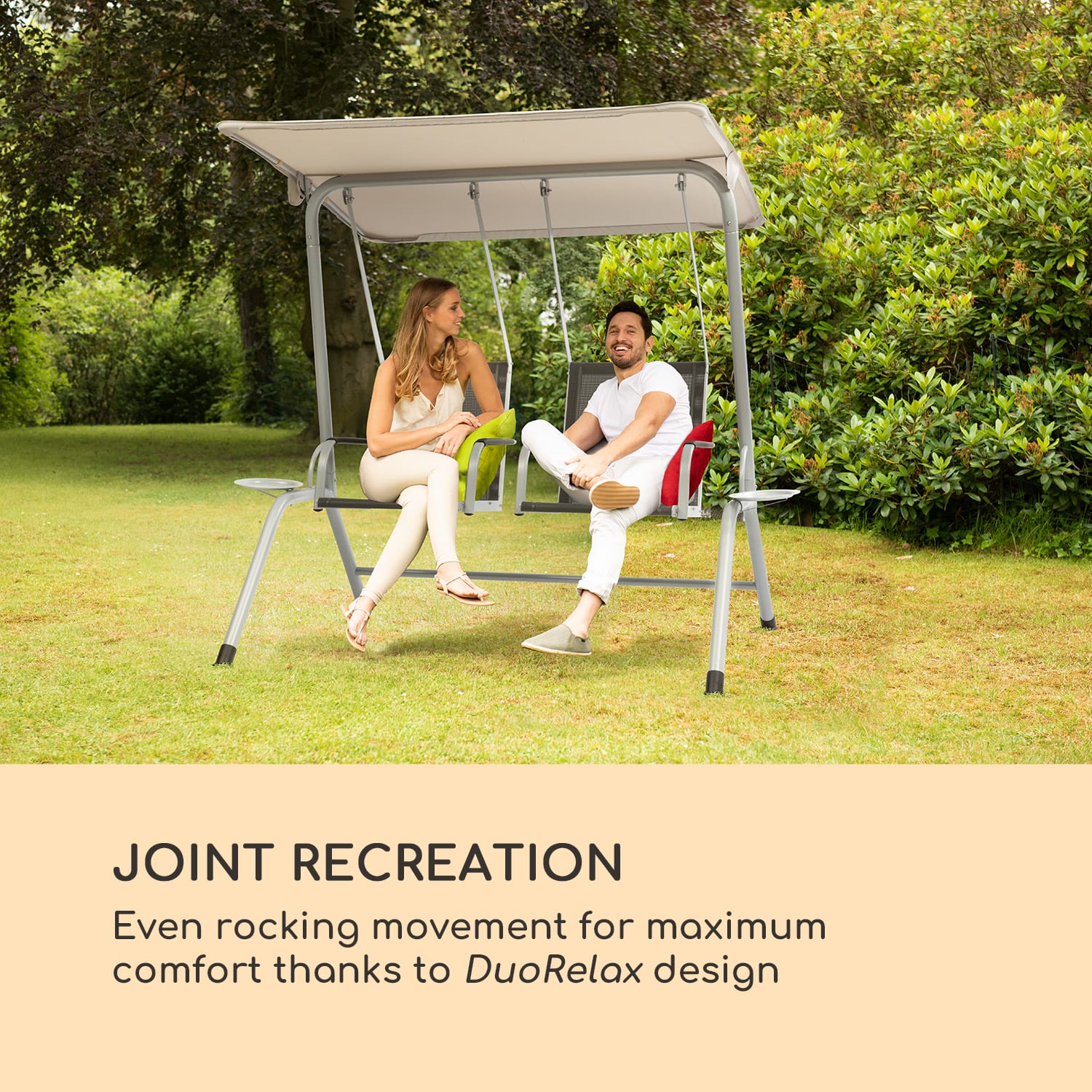 Bel Air Duo Swing, hollywoodska hojdačka, oceľový rám, antracitová/krémová 