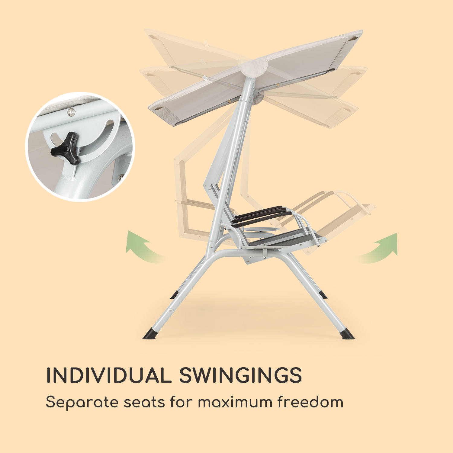 Bel Air Duo Swing, hollywoodska hojdačka, oceľový rám, antracitová/krémová 