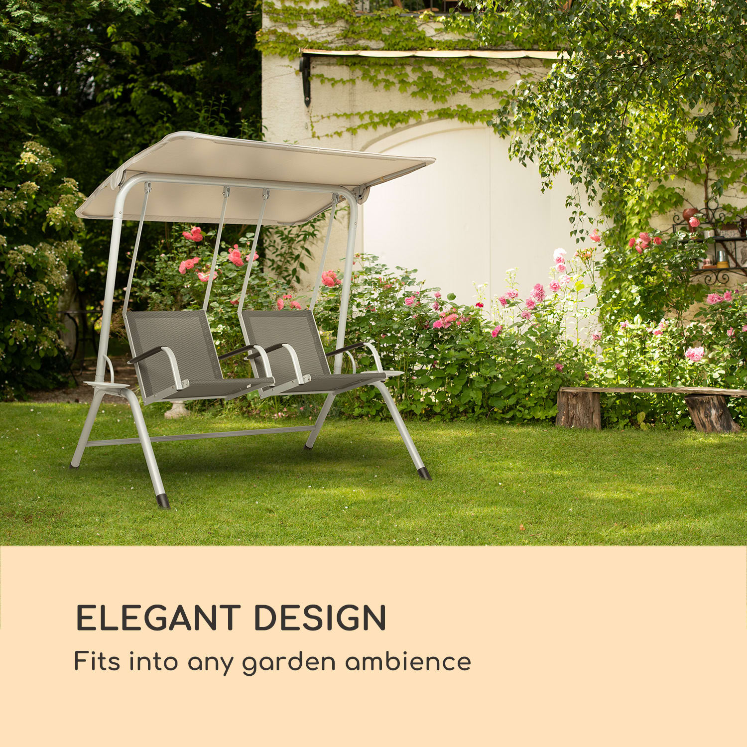 Bel Air Duo Swing, hollywoodska hojdačka, oceľový rám, antracitová/krémová 