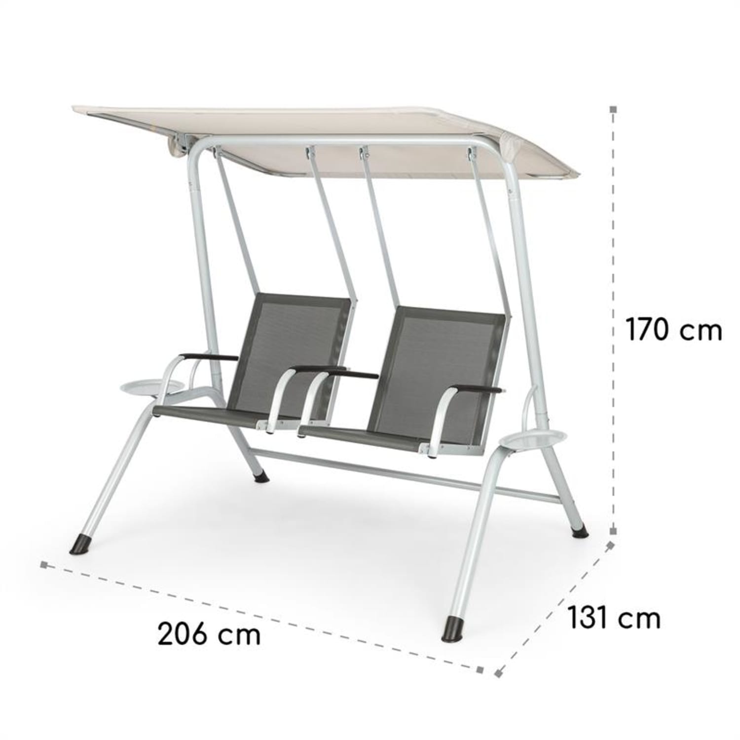Bel Air Duo Swing, hollywoodska hojdačka, oceľový rám, antracitová/krémová 