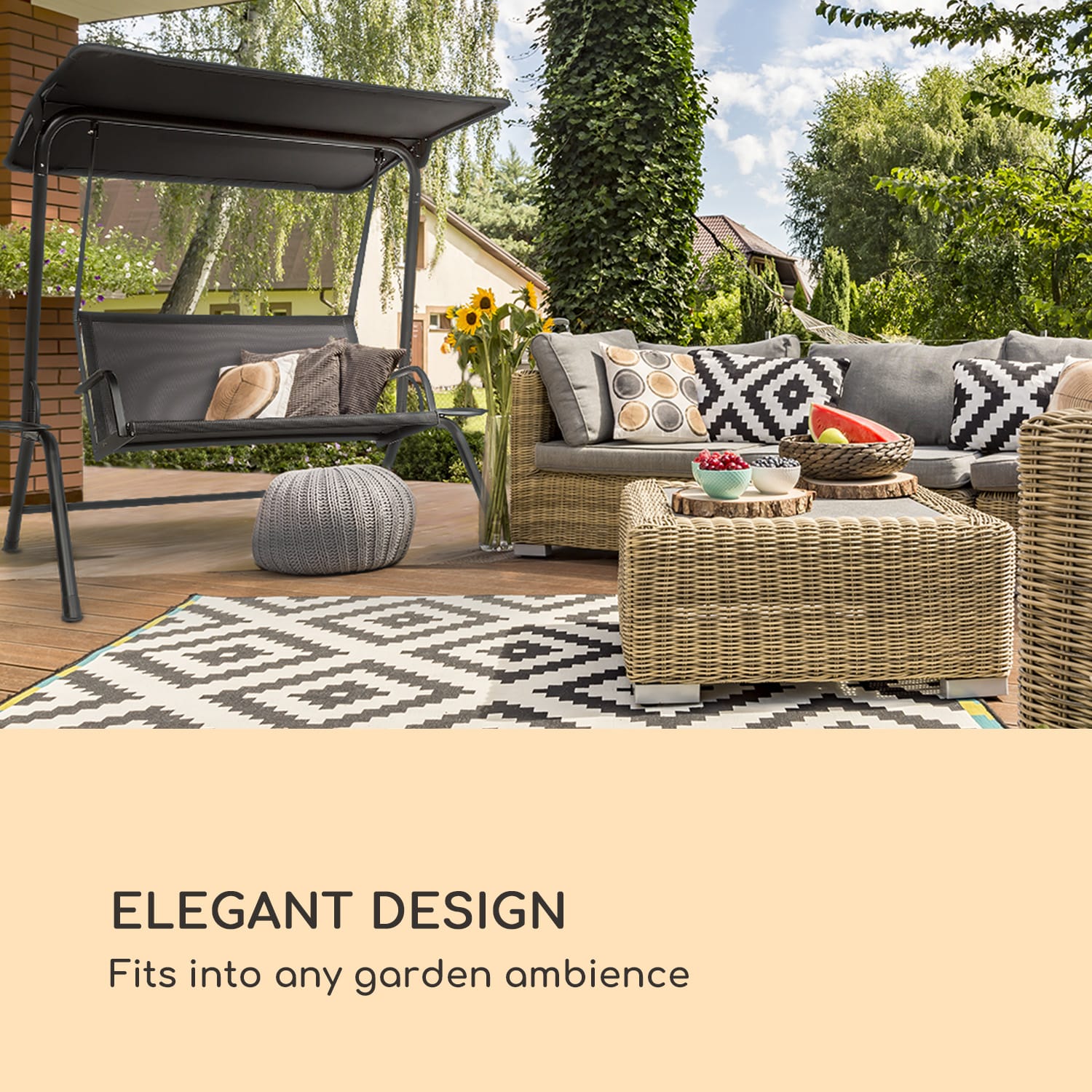 Bel Air Mono Swing, balansoar oscilant, cadru din oțel, Mono Relax, negru 