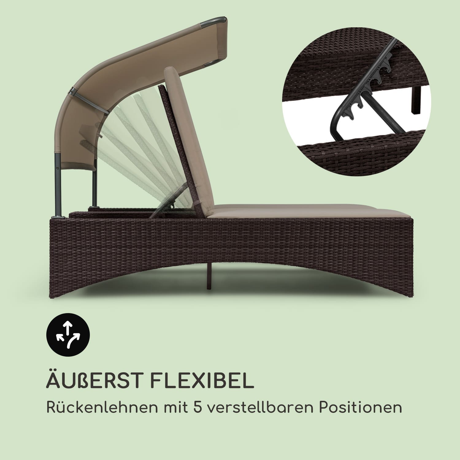 Eremitage Double Lounger lettino da sole per 2 persone in alluminio/rattan grigio Taupe chiaro