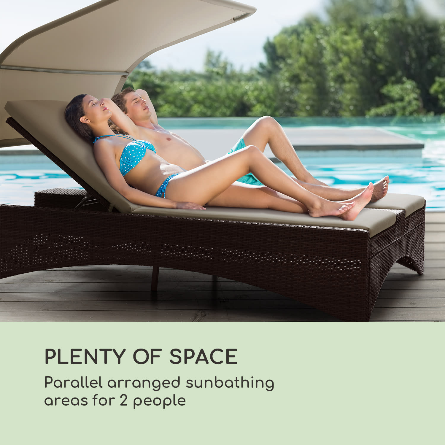 Eremitage Double Lounger, ležadlo pre 2 osoby, hliníkový rám/ratan, hnedé Svetlá taupe