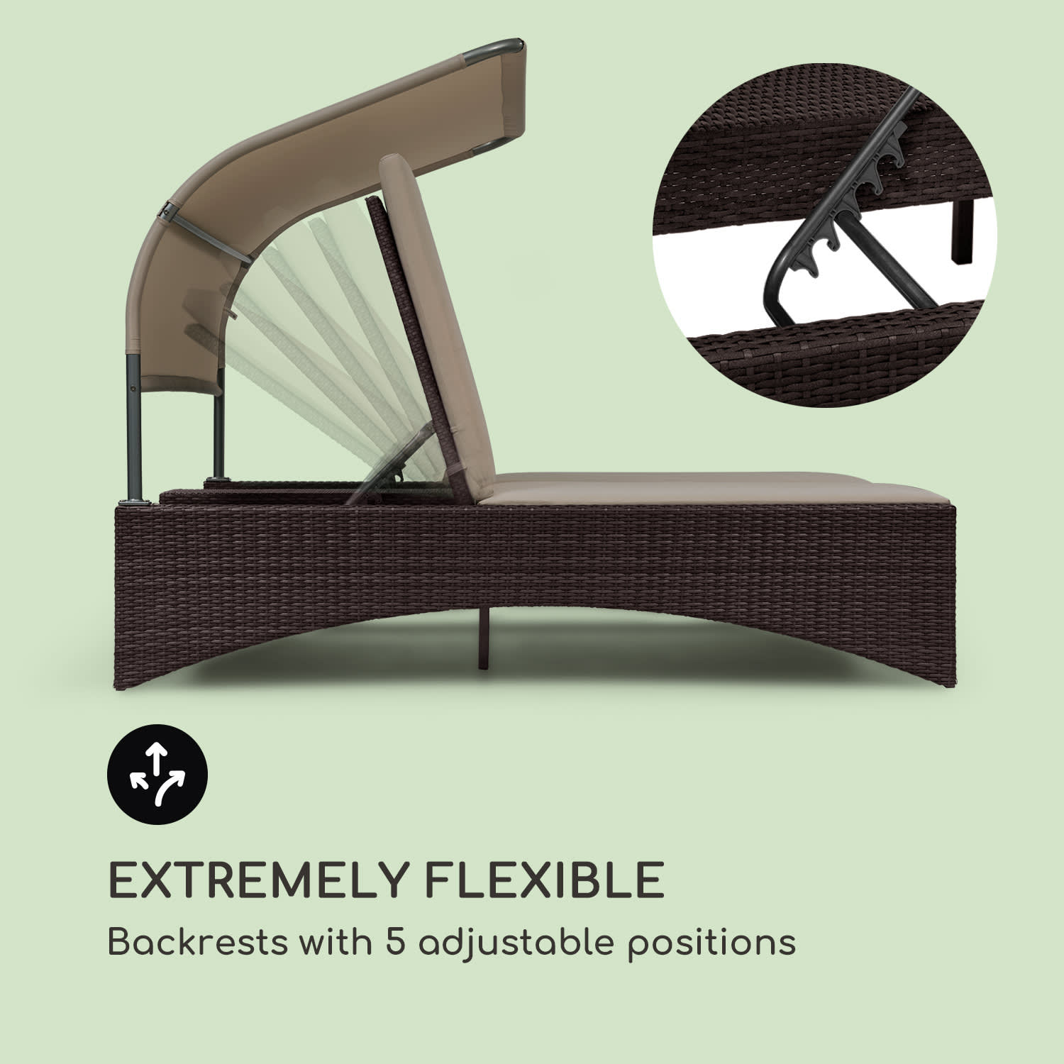 Eremitage Double Lounger, ležadlo pre 2 osoby, hliníkový rám/ratan, hnedé Svetlá taupe