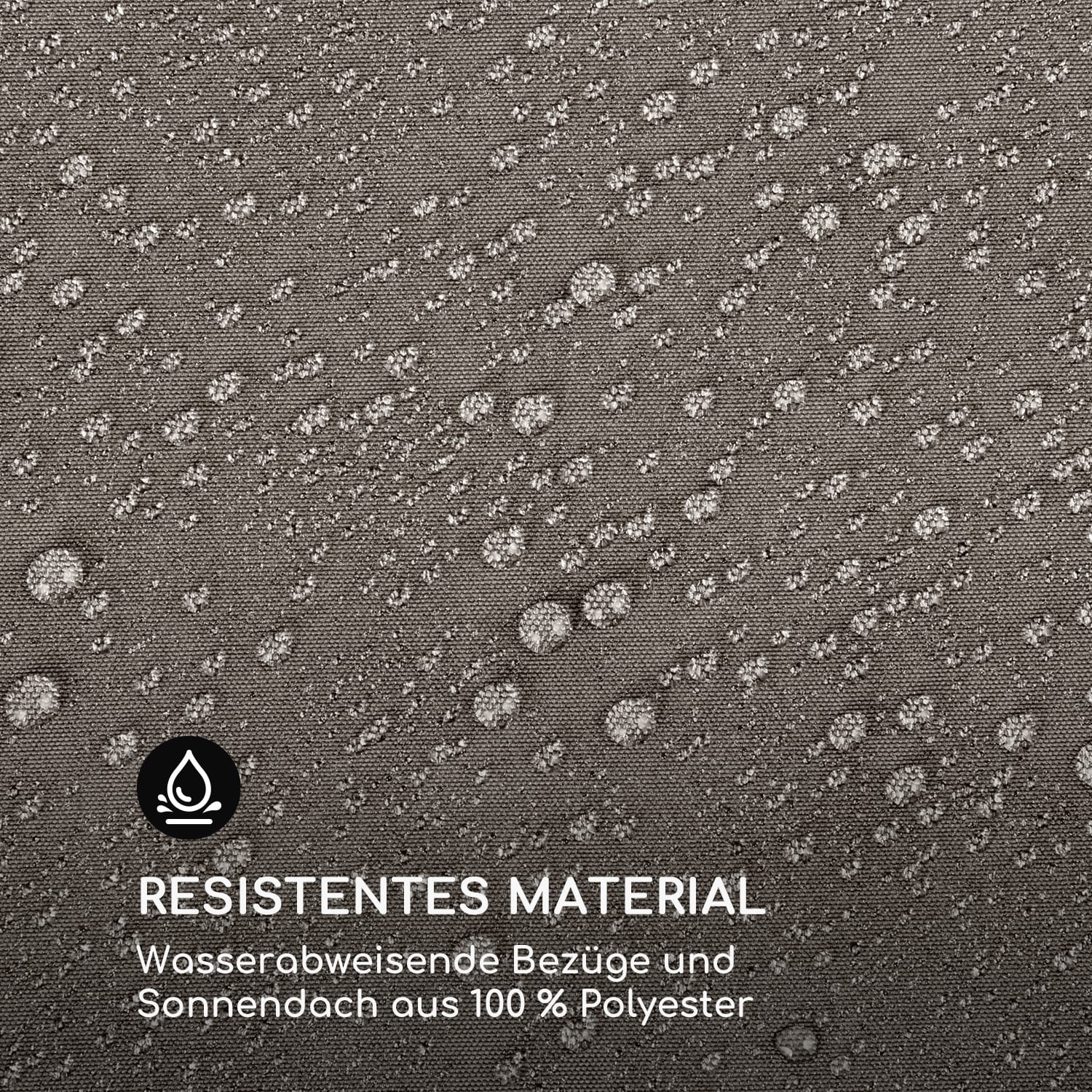 Eremitage Double Sunbed 2 Pers Stahl-Rahmen Sonnendach Vorhänge taupe Erdbraun / Sand