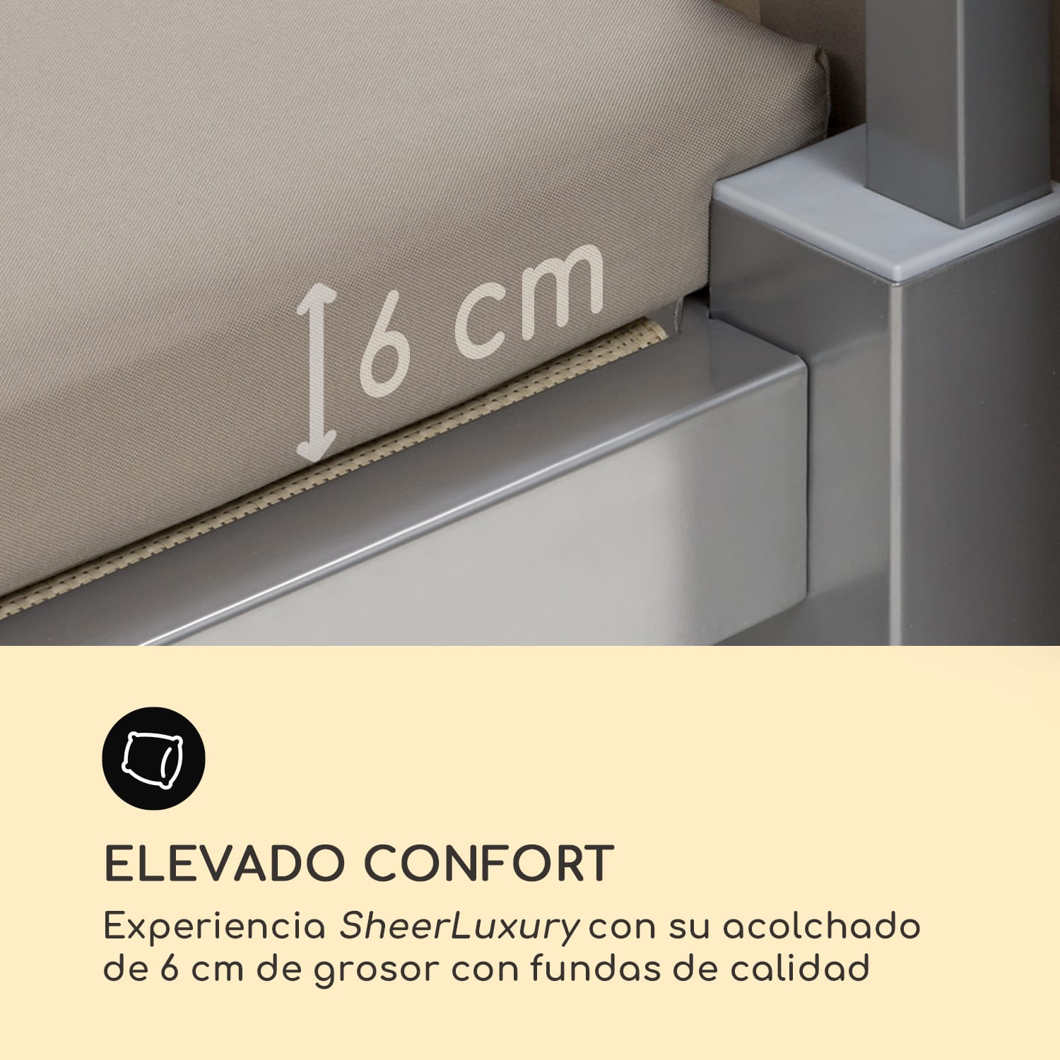 Eremitage Double Sunbed tumbona 2 personas marco de aluminio parasol cortina gris topo Marrón tierra / arena