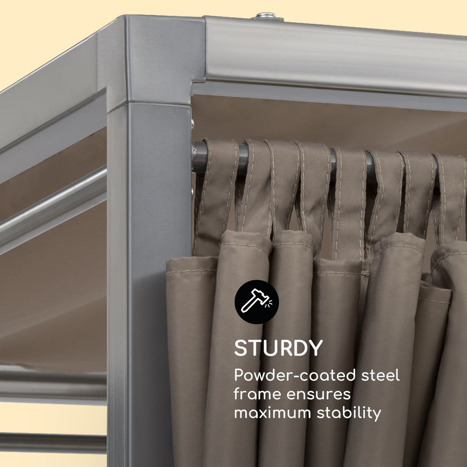 Eremitage Double Sunbed, lehátko, pre 2 osoby, oceľový rám, slnečná strieška, závesy, taupe Zemitá hnedá / piesok