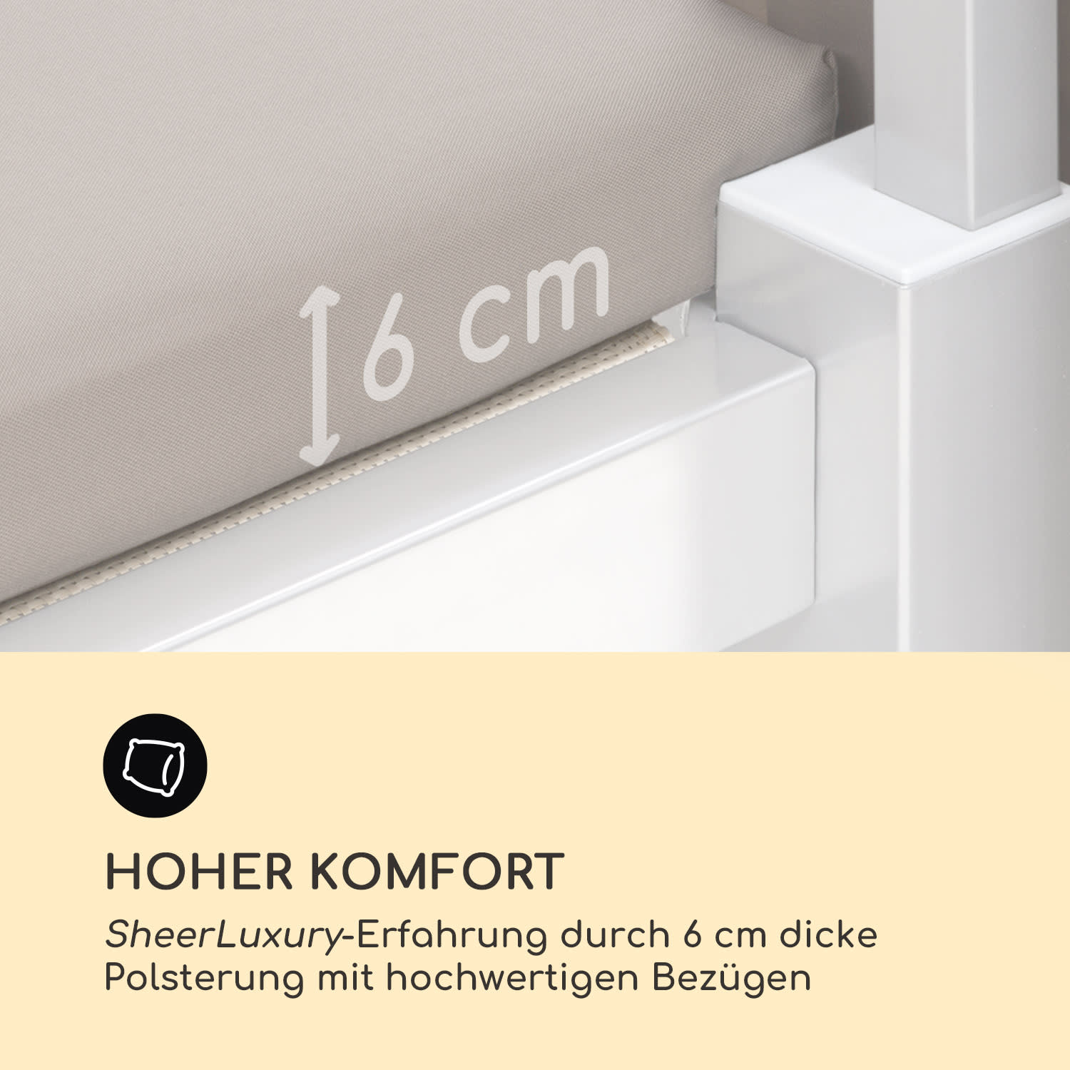 Eremitage Double Sunbed 2 Pers Stahl-Rahmen Sonnendach Vorhänge creme Weiß