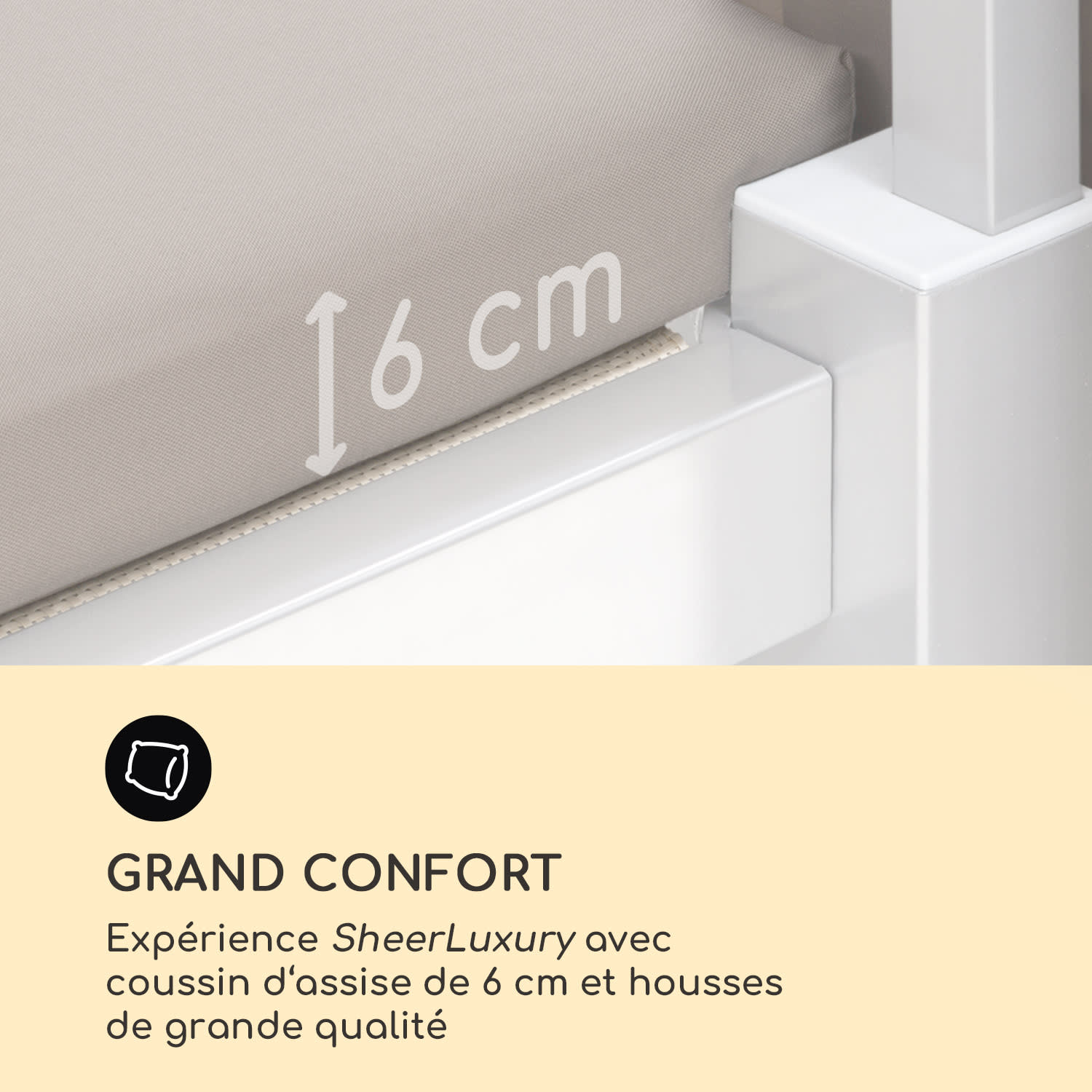 Eremitage Bain de soleil 2 personnes cadre acier pare-soleil rideaux c Blanc