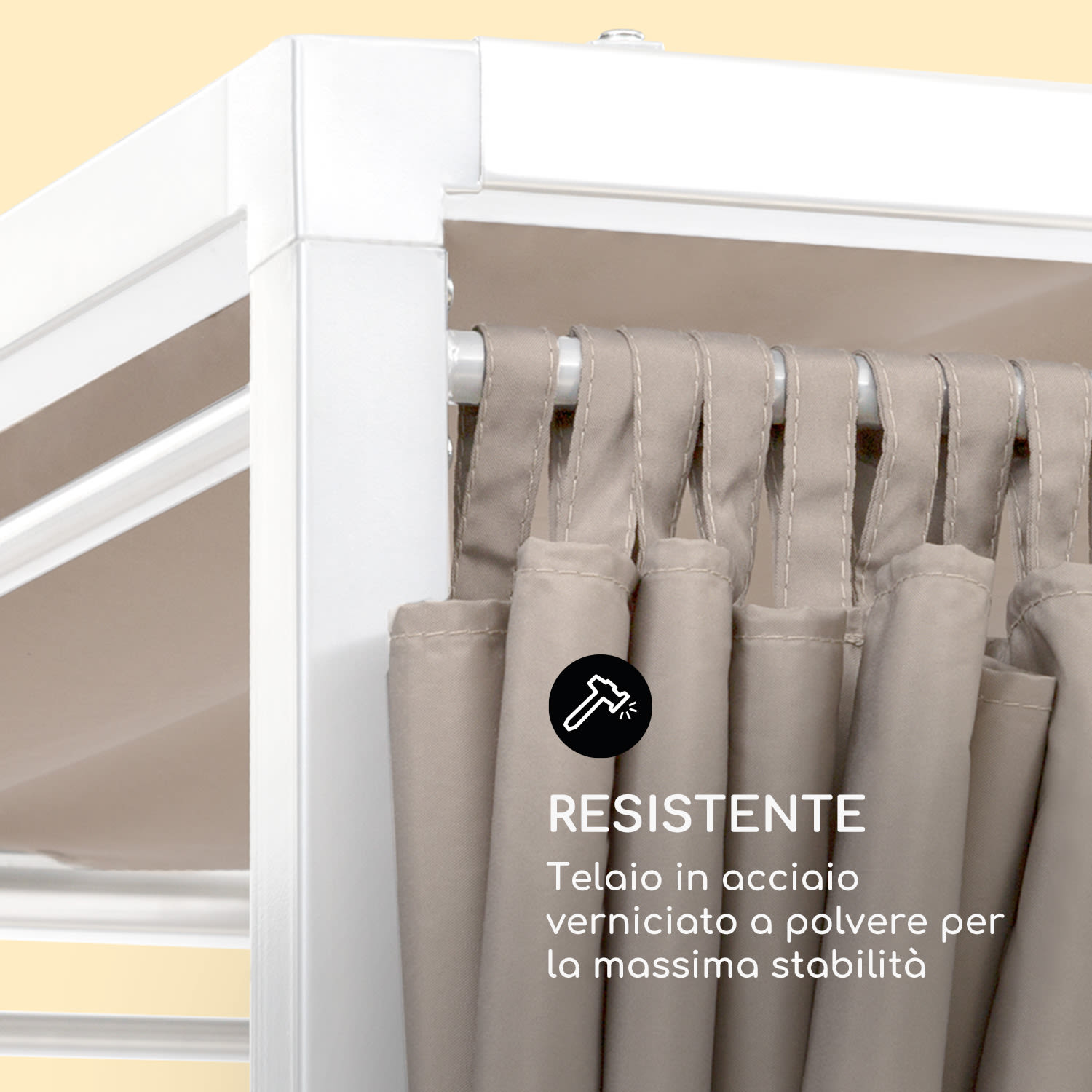 Eremitage Double Sunbed per 2 persone telaio in acciaio tendine parasole crema 