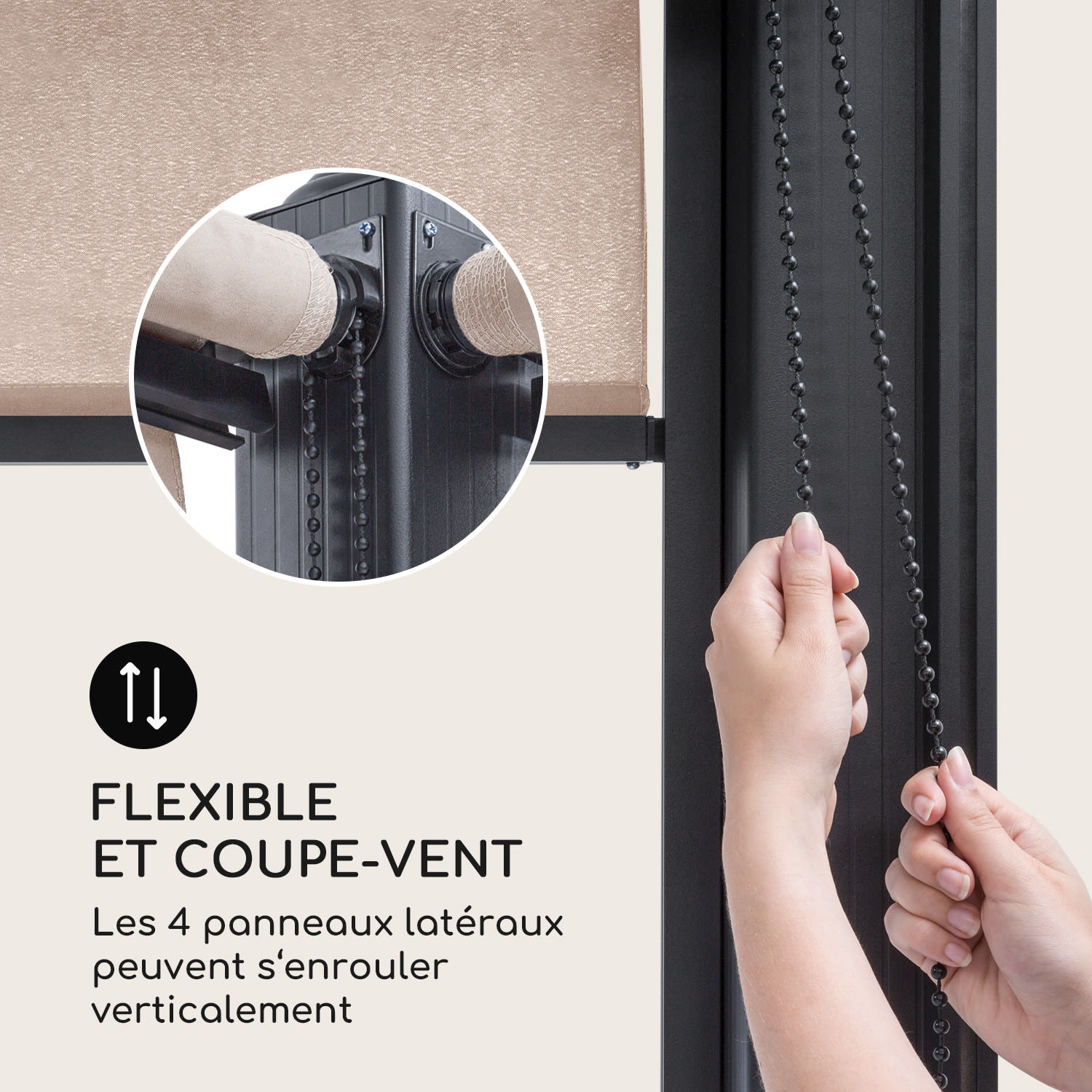 Pantheon Cortina pavillon avec auvent 3x4 m 4 parois latérales beige 3 x 4 m | Anthracite | Sable