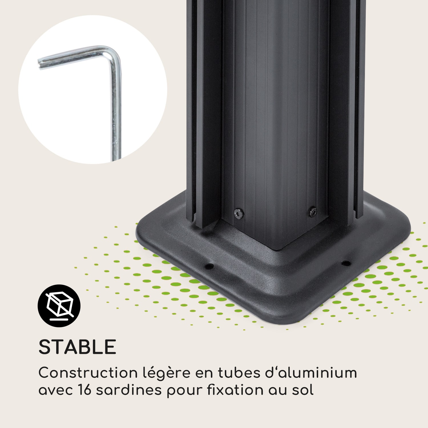 Pantheon Cortina pavillon avec auvent 3x4 m 4 parois latérales beige 3 x 4 m | Anthracite | Sable