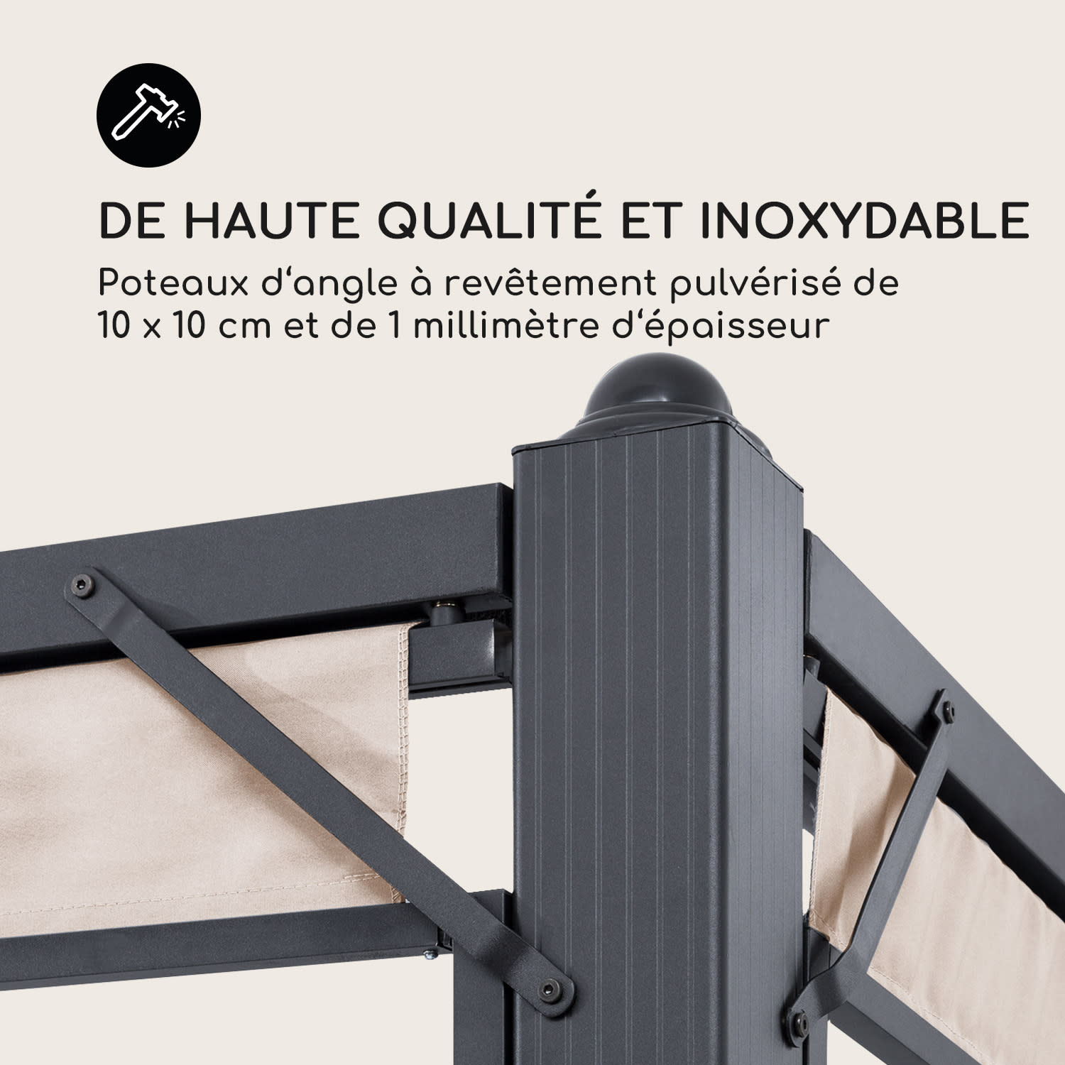 Pantheon Cortina pavillon avec auvent 3x4 m 4 parois latérales beige 3 x 4 m | Anthracite | Sable
