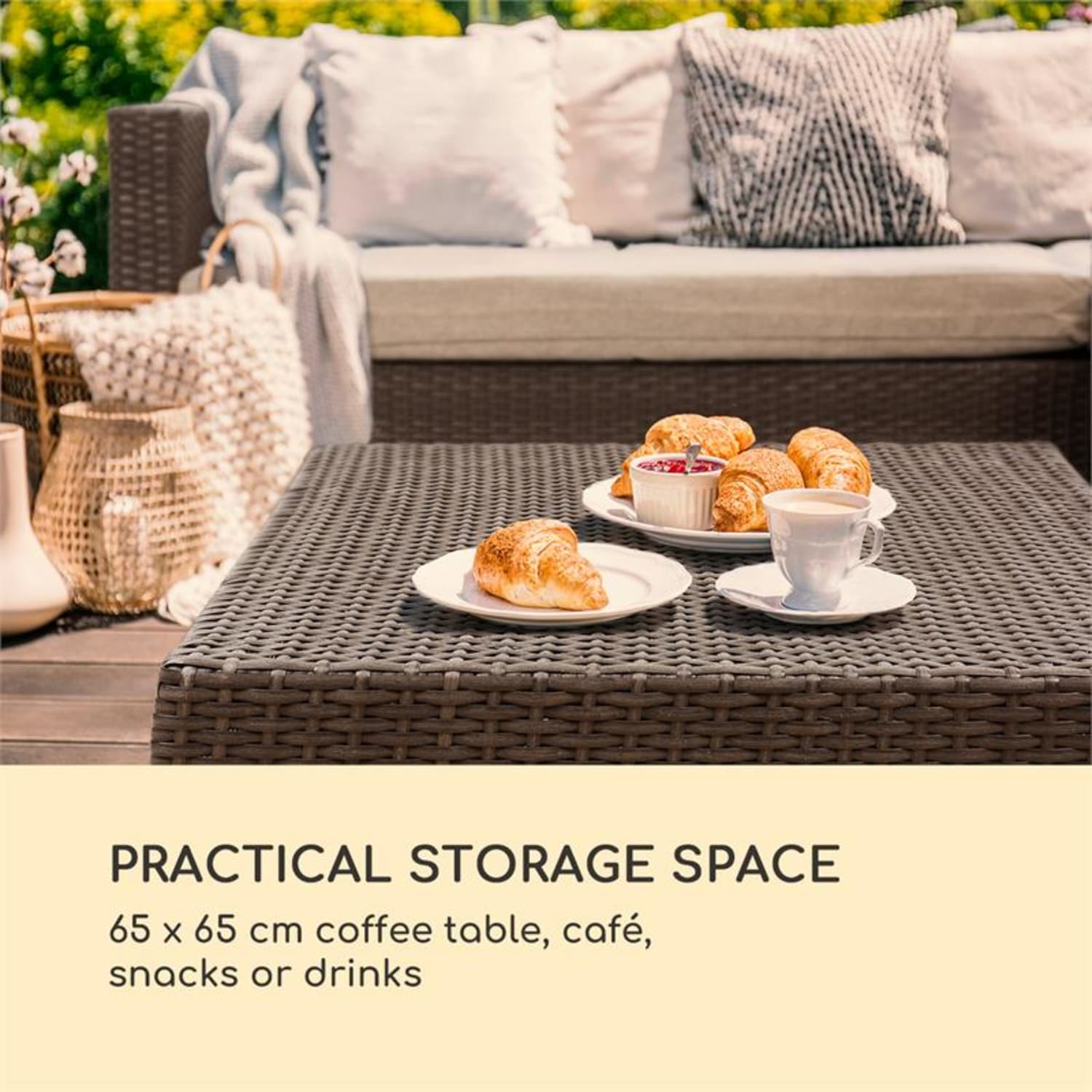 Theia Lounge Set, záhradná sedacia súprava, rohová súprava, stolček, 5 vanúšov, hnedá Hnedá