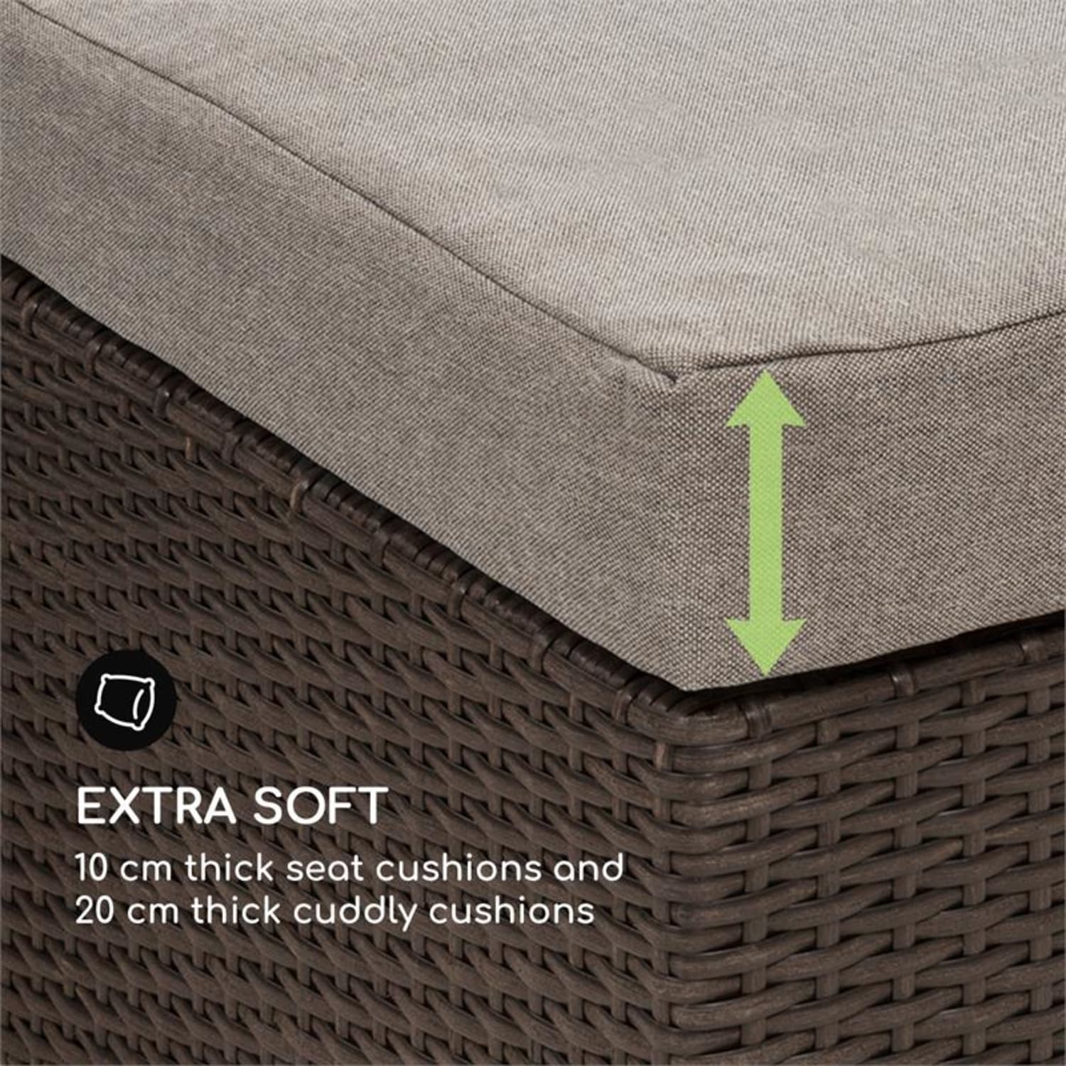 Theia Lounge Set, záhradná sedacia súprava, rohová súprava, stolček, 5 vanúšov, hnedá Hnedá