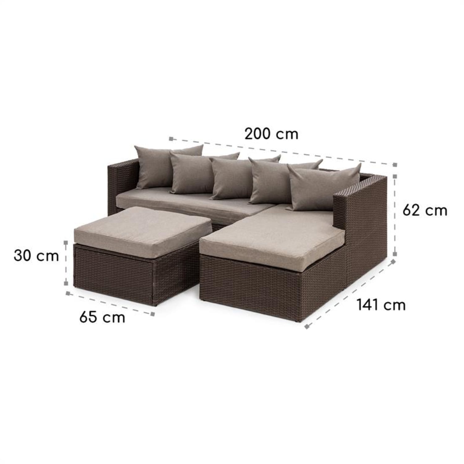 Theia Lounge Set, záhradná sedacia súprava, rohová súprava, stolček, 5 vanúšov, hnedá Hnedá