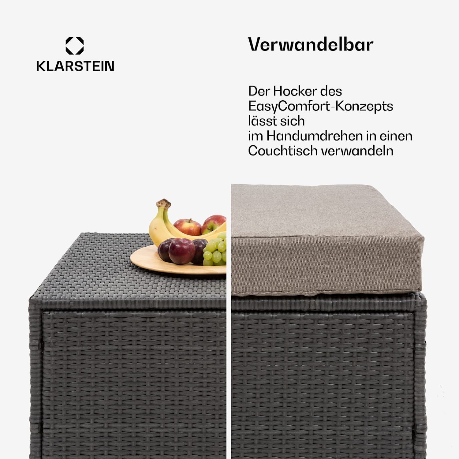 Theia Lounge Set Gartengarnitur Eckcouch Hocker 5 Kissen schwarz Schwarz