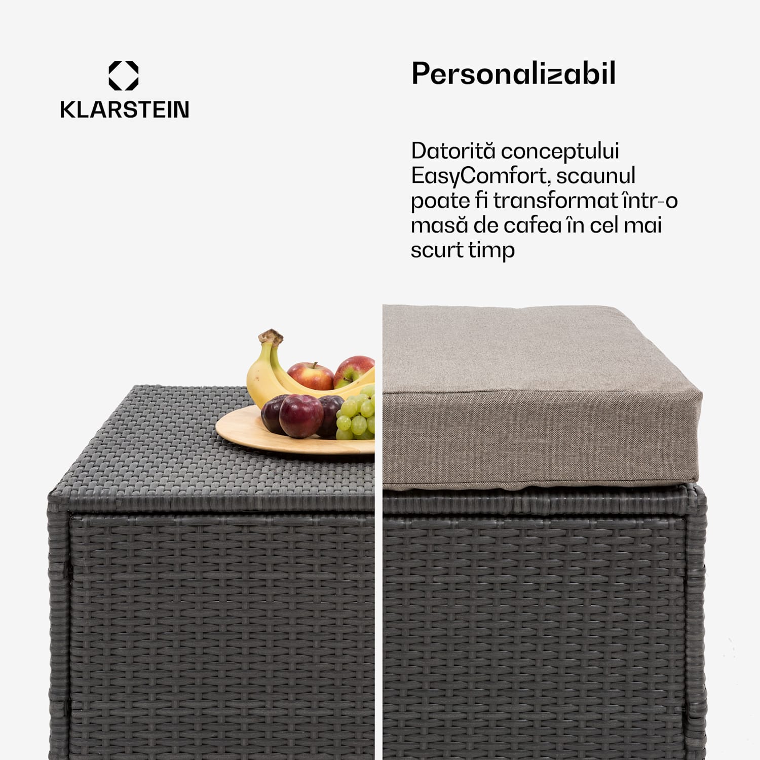 Theia Lounge, set de mobilă pentru grădină, 5 perne, negru Negru